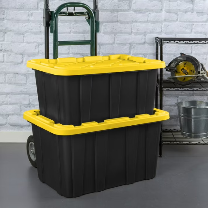 6 Pack Sterilite 27 Gallon Large Plastic Storage Tote with Snap-On Lid