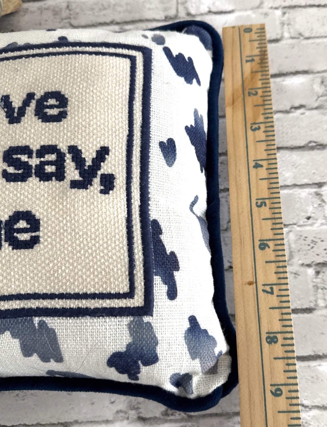 Needlepoint Decorative Throw Pillow Rectangular Blue Ivory COME SET BY ME