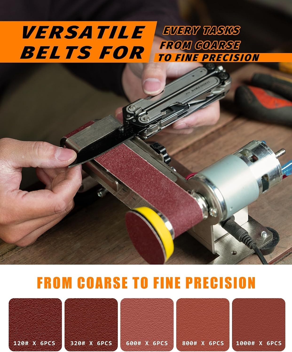 Mini Belt Sander, Electric Small Sander Knife Sharpener, Compact Design .