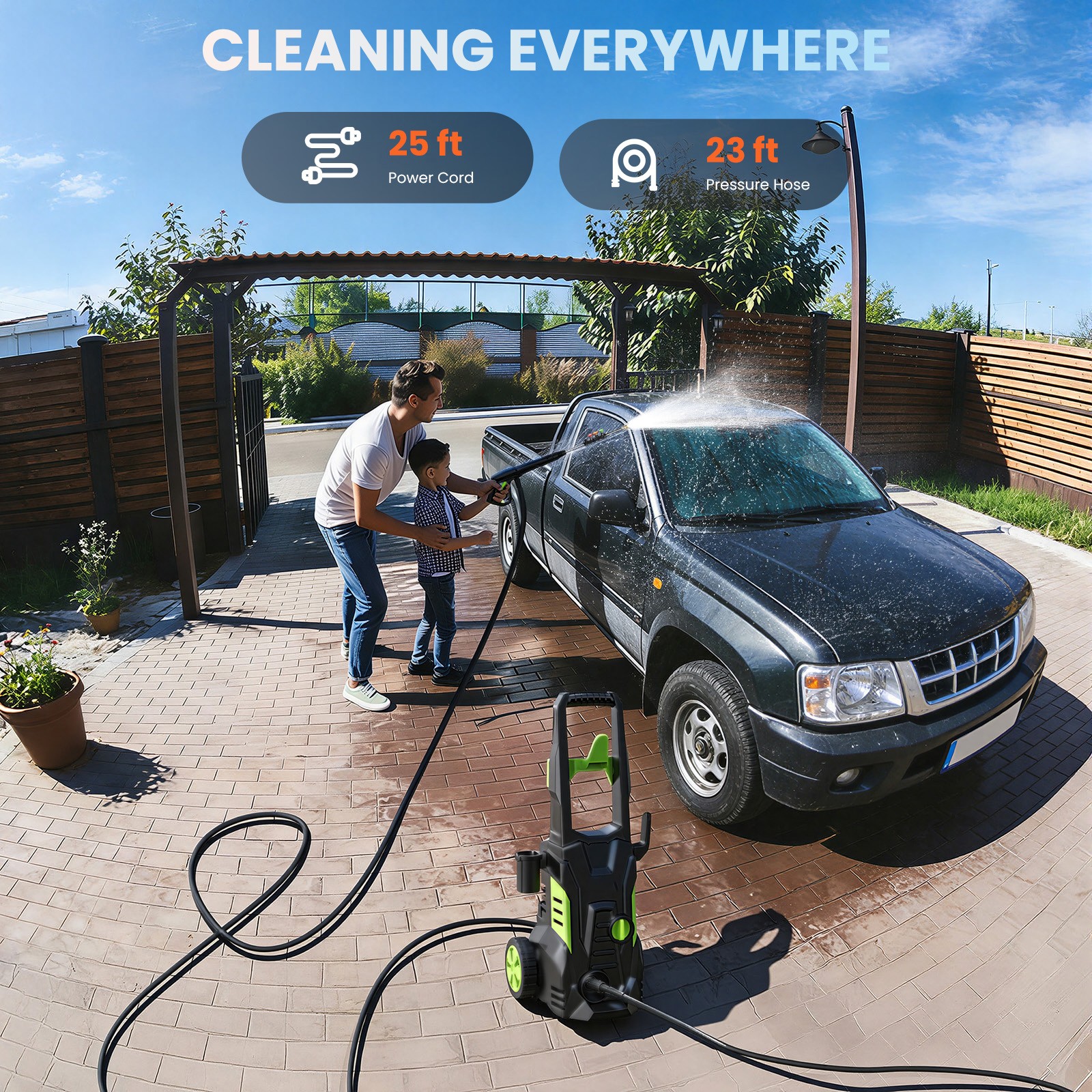 5000PSI Electric Pressure Washer Max 3.0GPM Portable Power Washer 4 Quick Nozzle