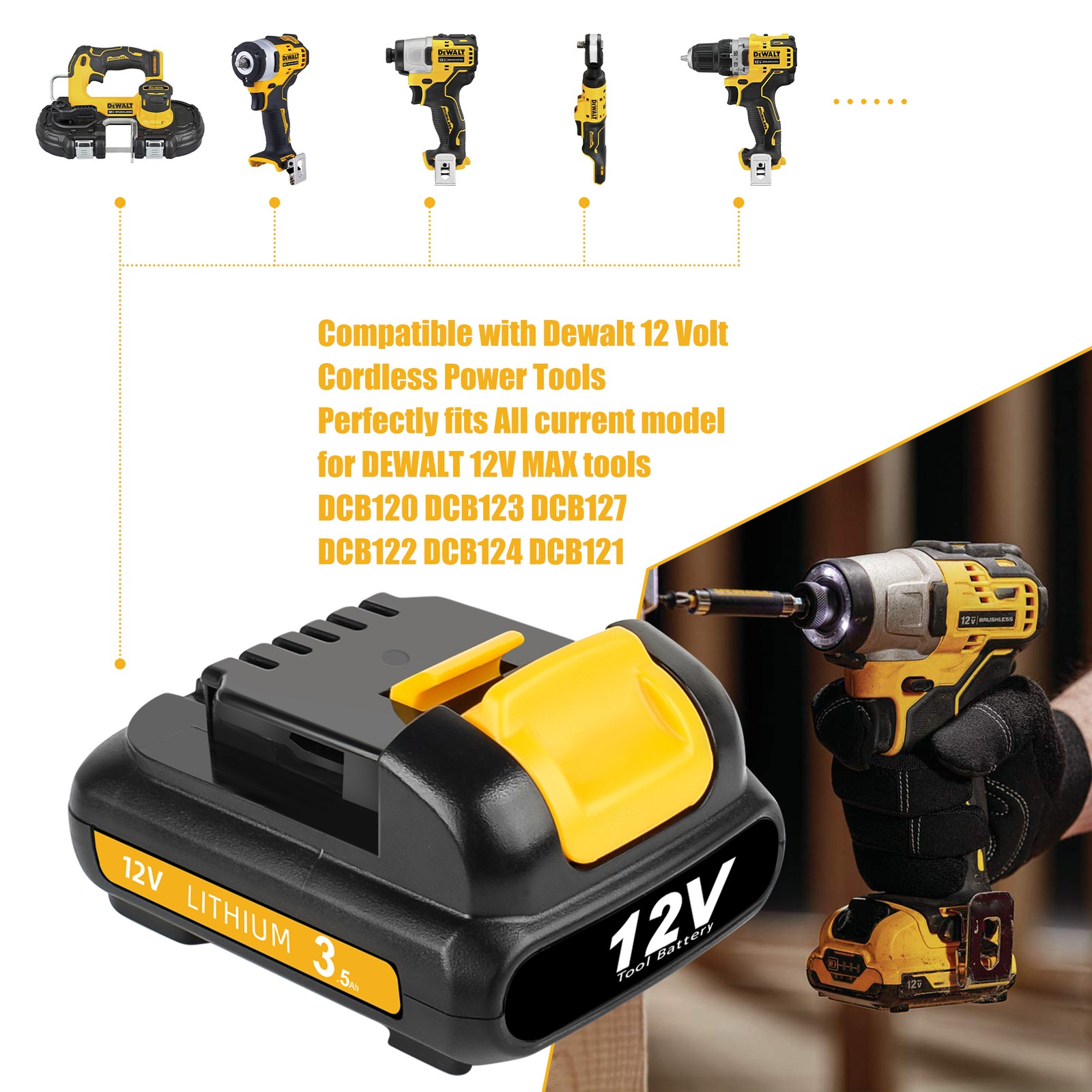 12V 4.0Ah 12 Volt Lithium-Ion For Dewalt Battery / Charger DCB127 DCB120 DCB101