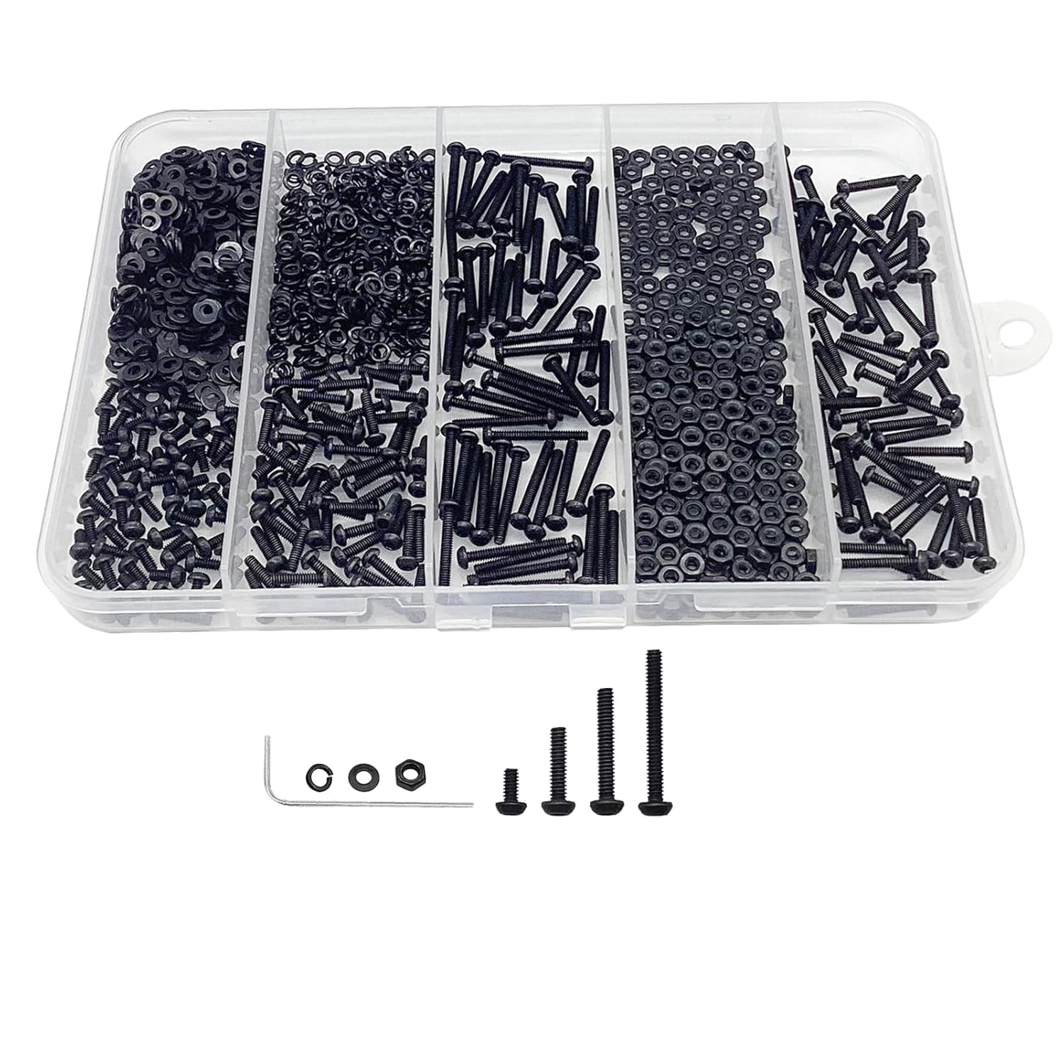 M2 M3 M4 M5 Hex Button Head Screws Bolts Nuts & Washers Assortment Kit(4-30mm)