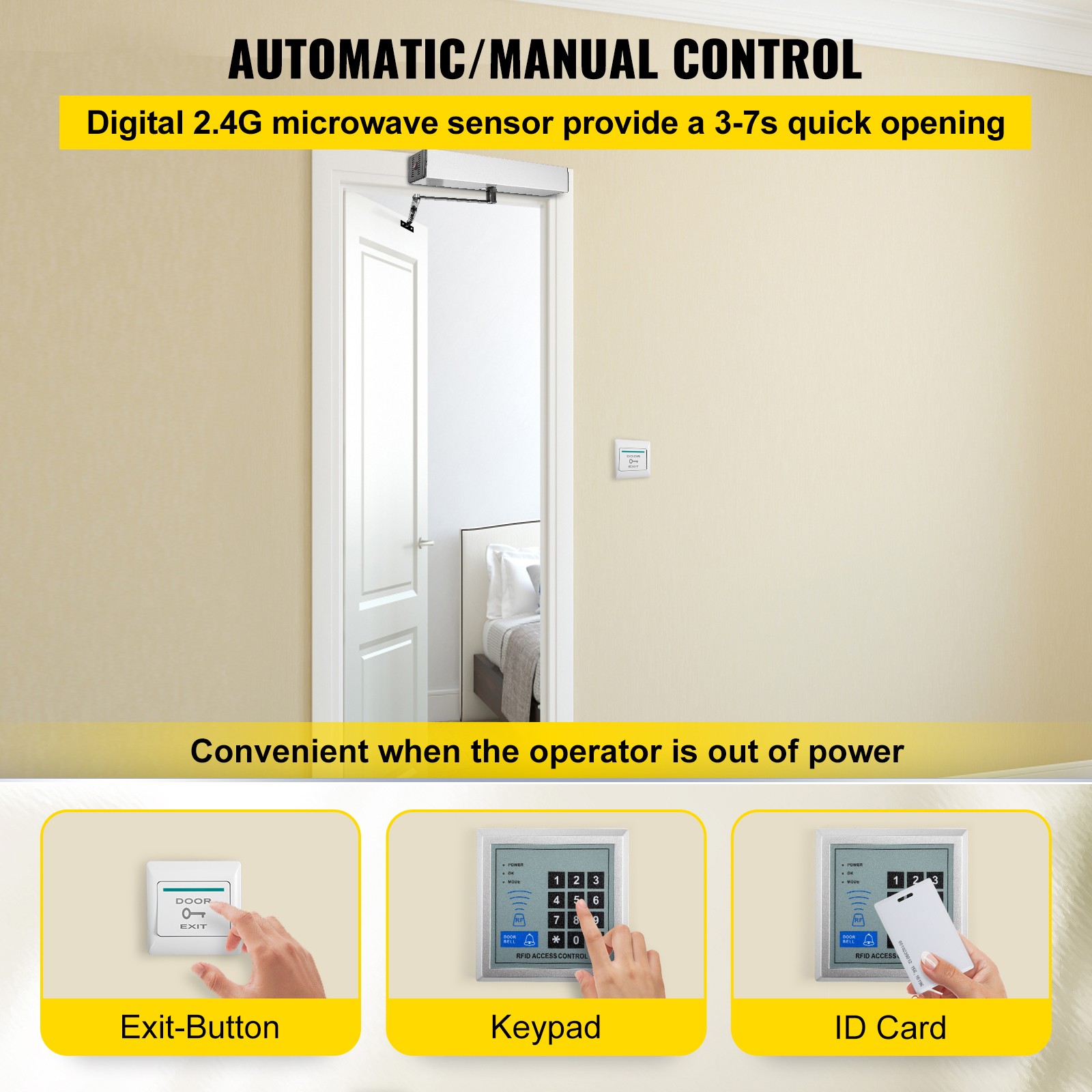 VEVOR Automatic Swing Door Opener Handicap Door Opener 120° w/Controller Hotel