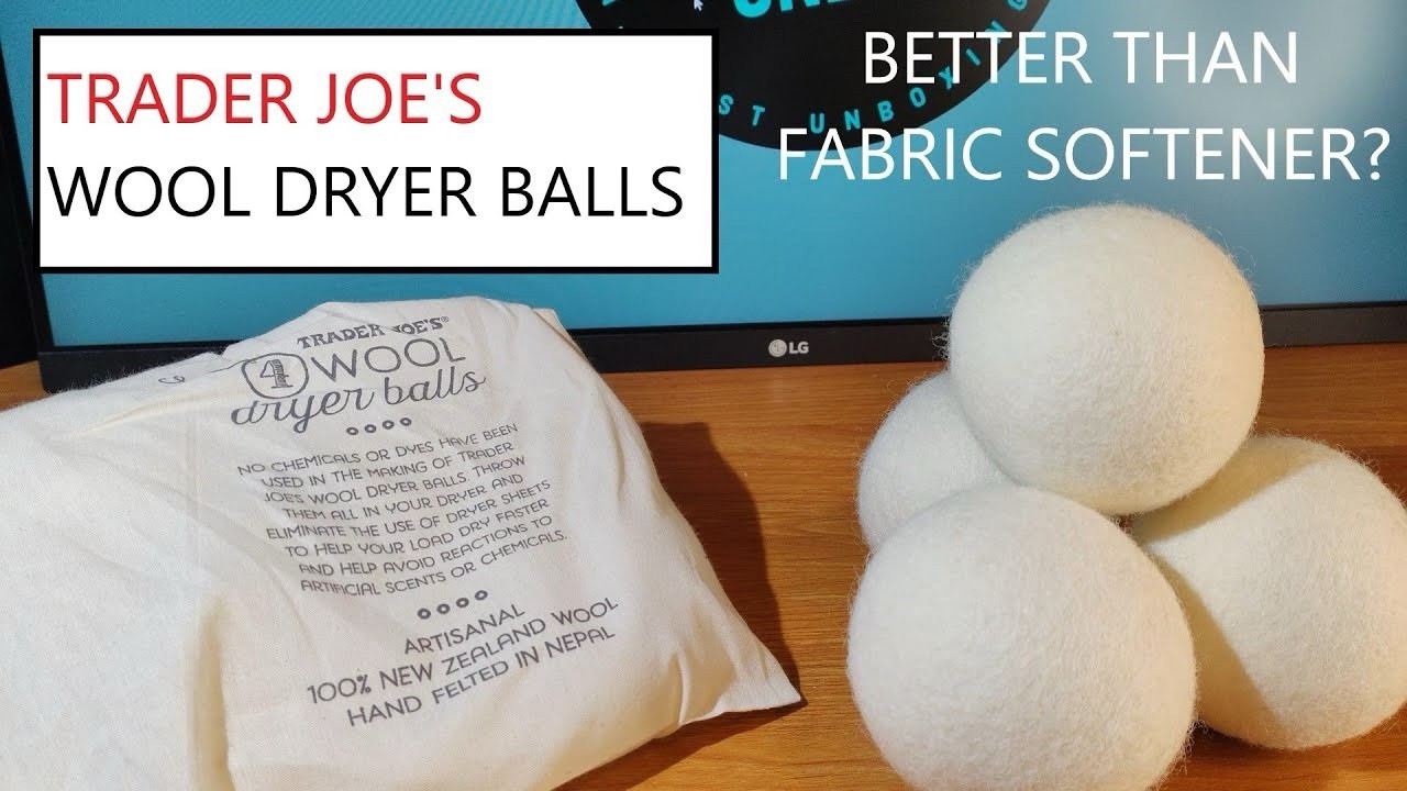 Trader Joe’s Wool Dryer Balls 4-Pack White Scent Free Softener Fast Drying
