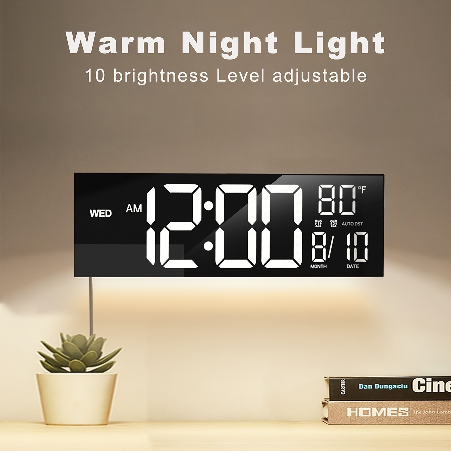 16” Large Digital Wall Clock with Remote Control Big LED Dual Alarm 8 RGB New