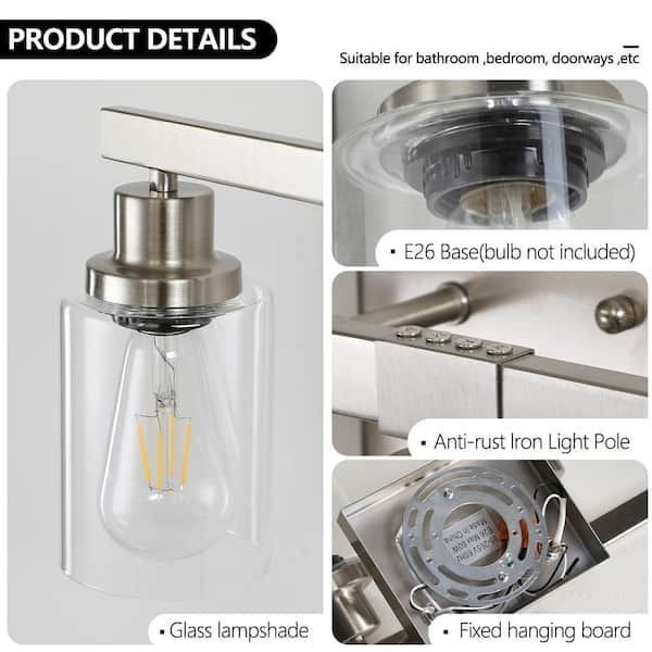Lasaideal 37 in. 6-Light Brushed Nickel Vanity Light with Clear Glass Shades