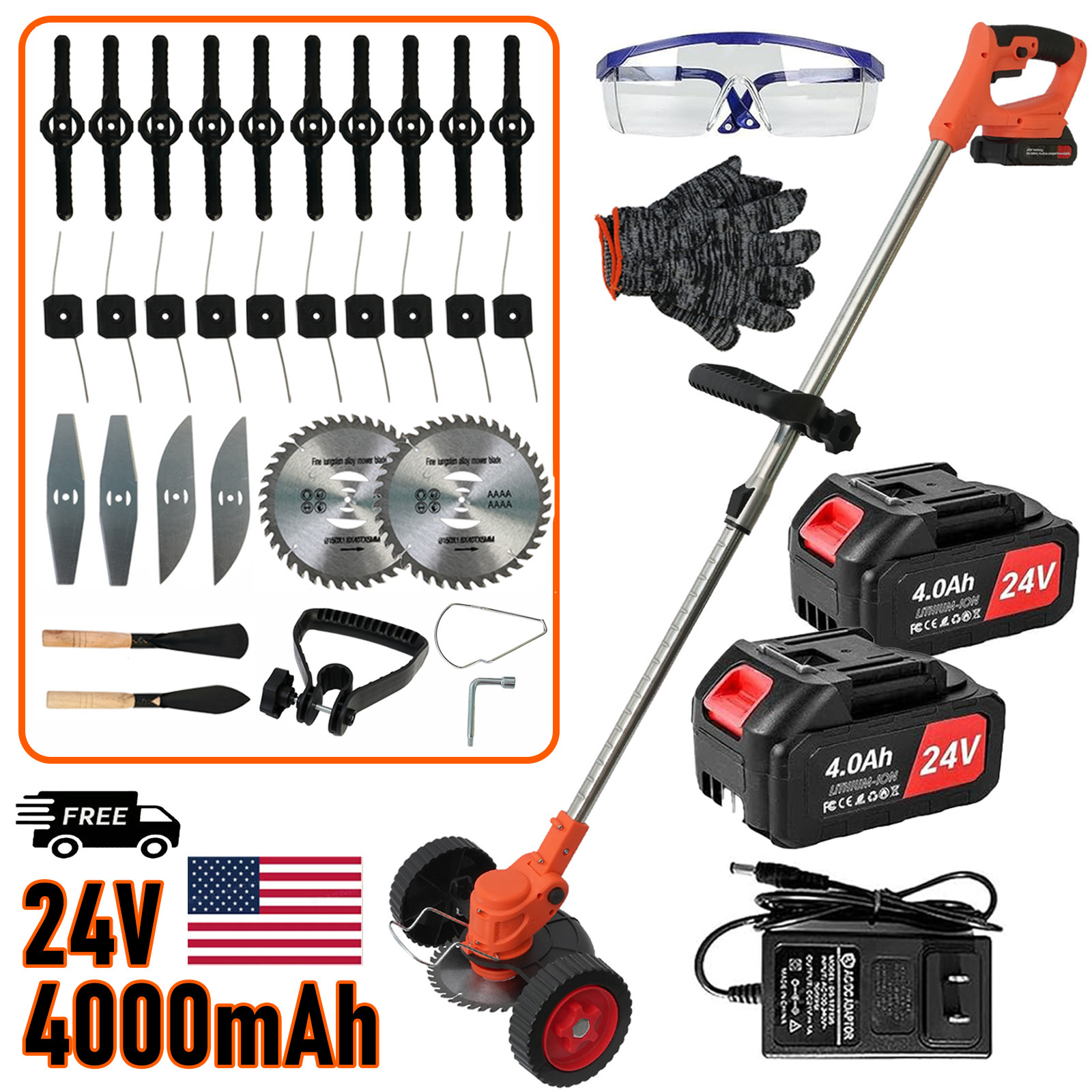 Cordless Electric Weed Lawn Eater Edger Yard Grass String Trimmer Cutter mower
