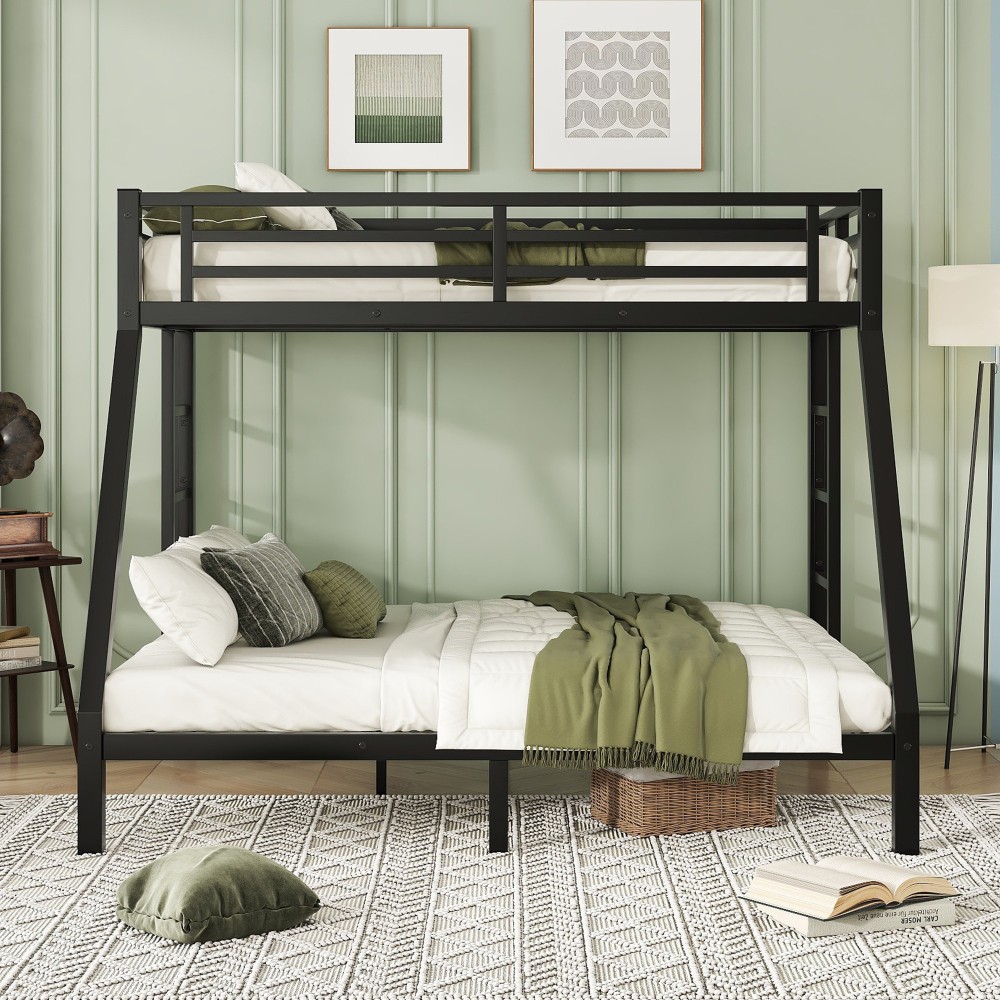 Metal Full Over Queen Bunk Bed Teens Adults Space Saving No Box Spring Needed