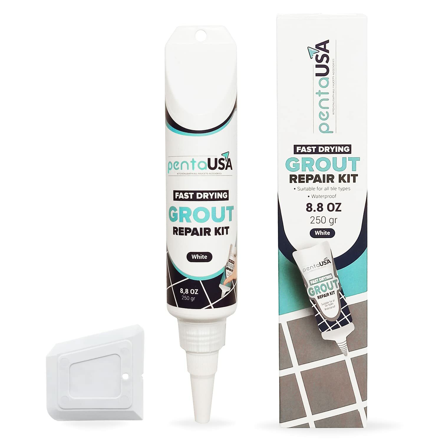 Tile Grout Repair Renew Fills Tube, 3 Triple Protection, Fast Dry Grout Repair