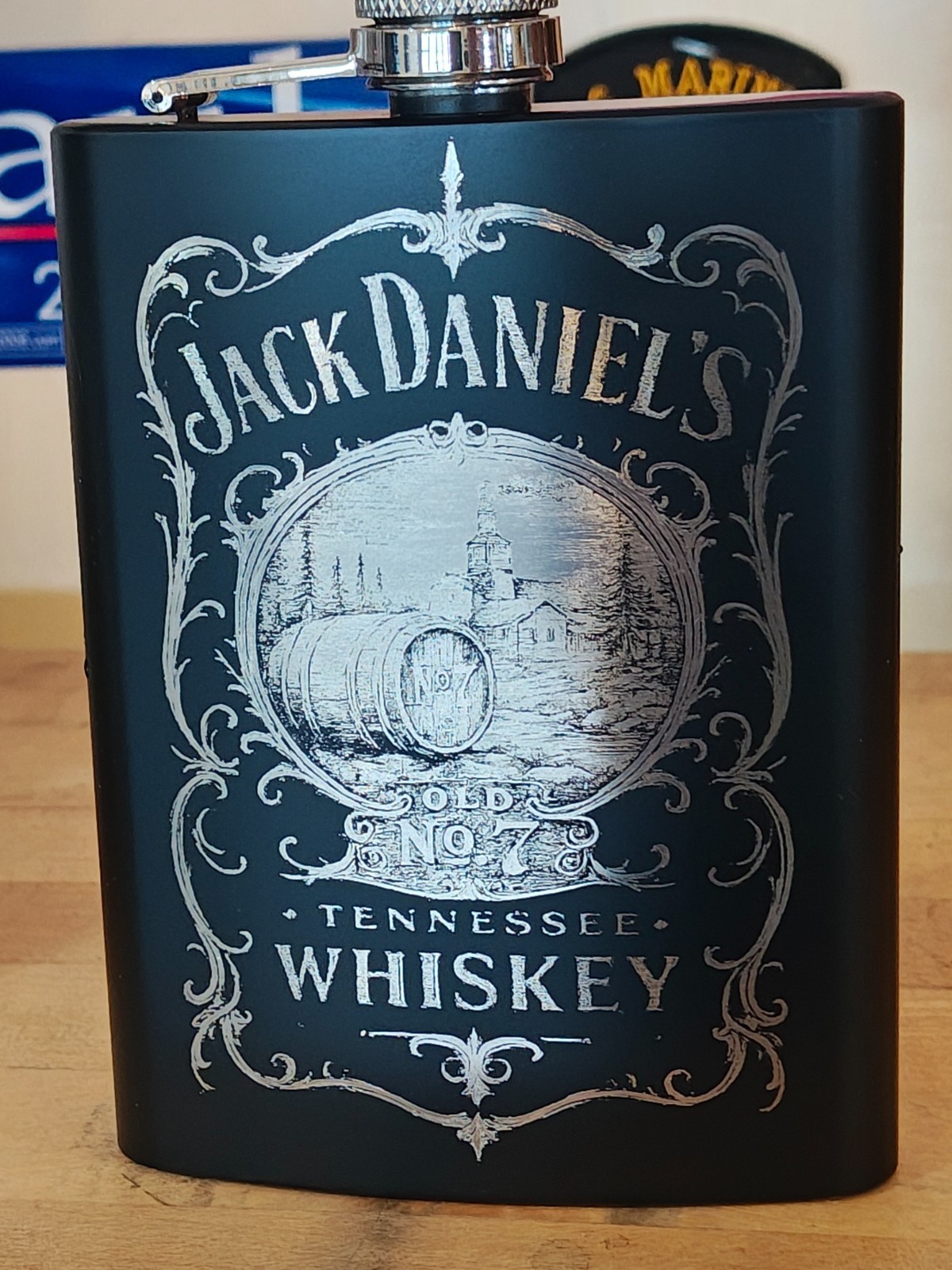 Laser Engraved Stainless Steel Hip Pocket Flask Matte Finish 8 Oz – Jack Daniels