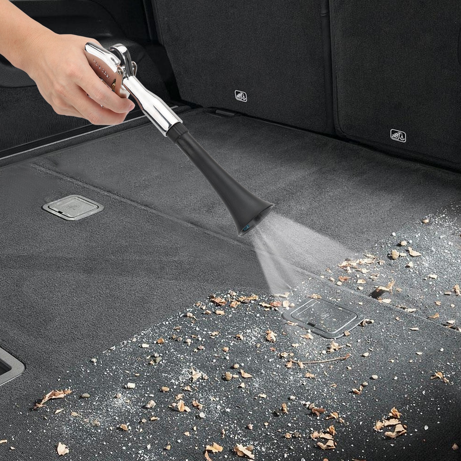 3PCS Car Cleaning Gun Air Blower Tool for Carpet High Pressure w/ Trumpet Nozzle