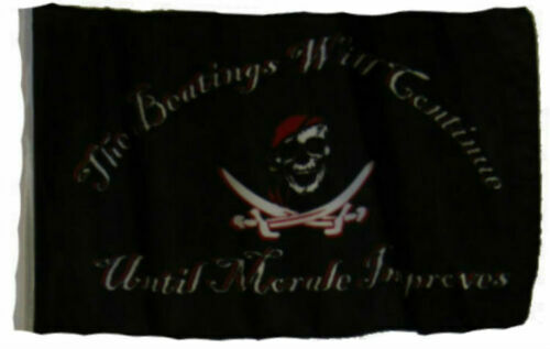 12×18 12″x18″ Jolly Roger Pirate Beatings Continue Sleeve Flag Boat Car Garden