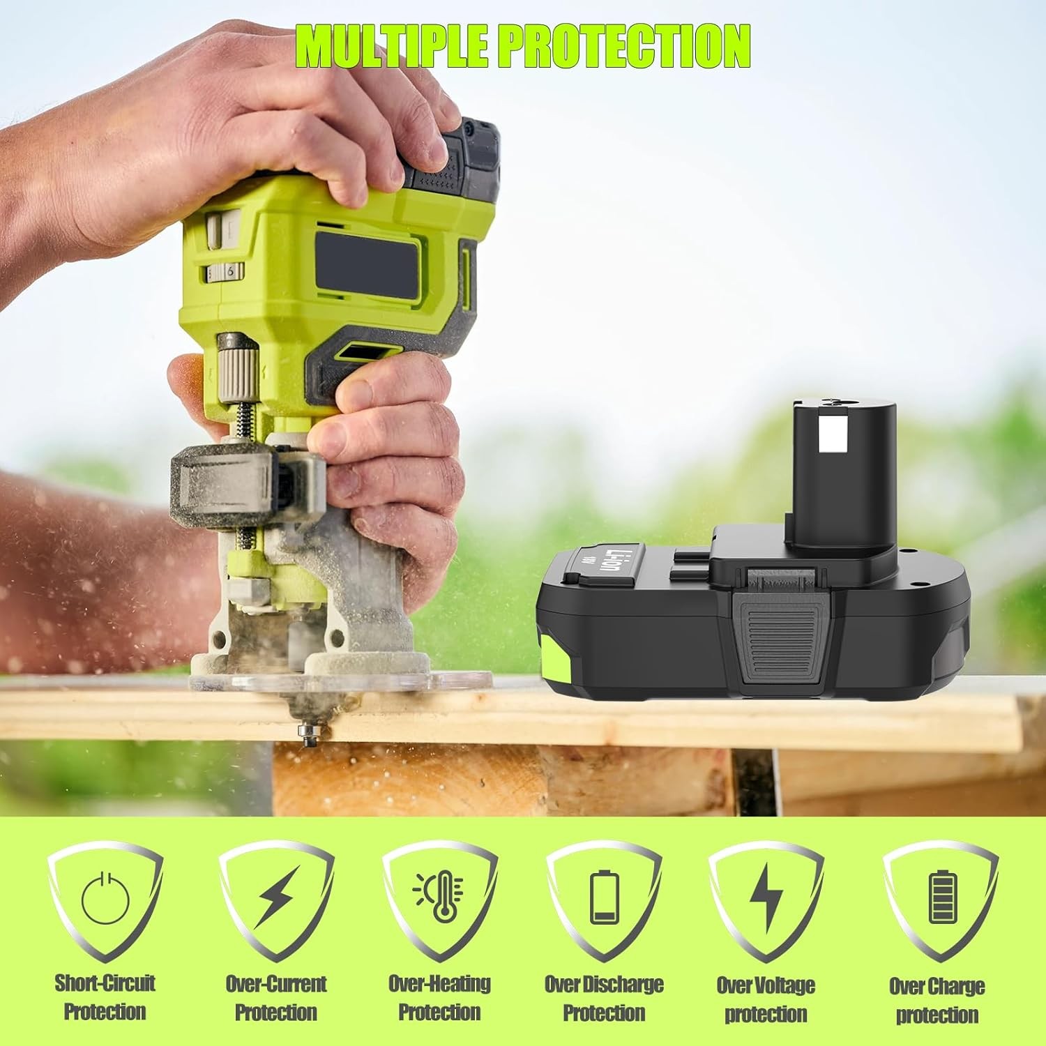 For RYOBI P108 one 18V High Capacity 6.0Ah/3.0Ah Battery Lithium-Ion Battery New