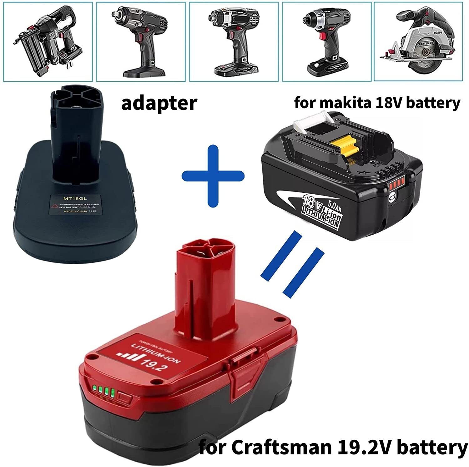 Battery Adapter For Makita 18V Li-ion Battery Convert to For Craftsman 19.2V