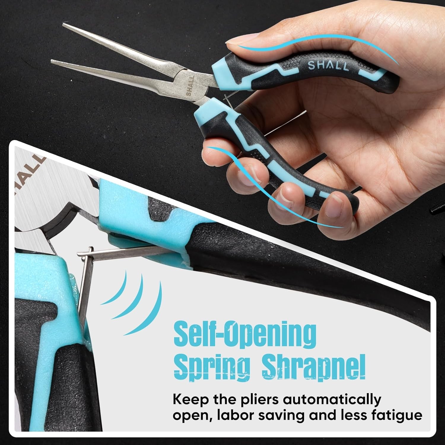 SHALL 6″ Mini Needle Nose Pliers Comfort Grip Long Nose for Jewelry & Crafts
