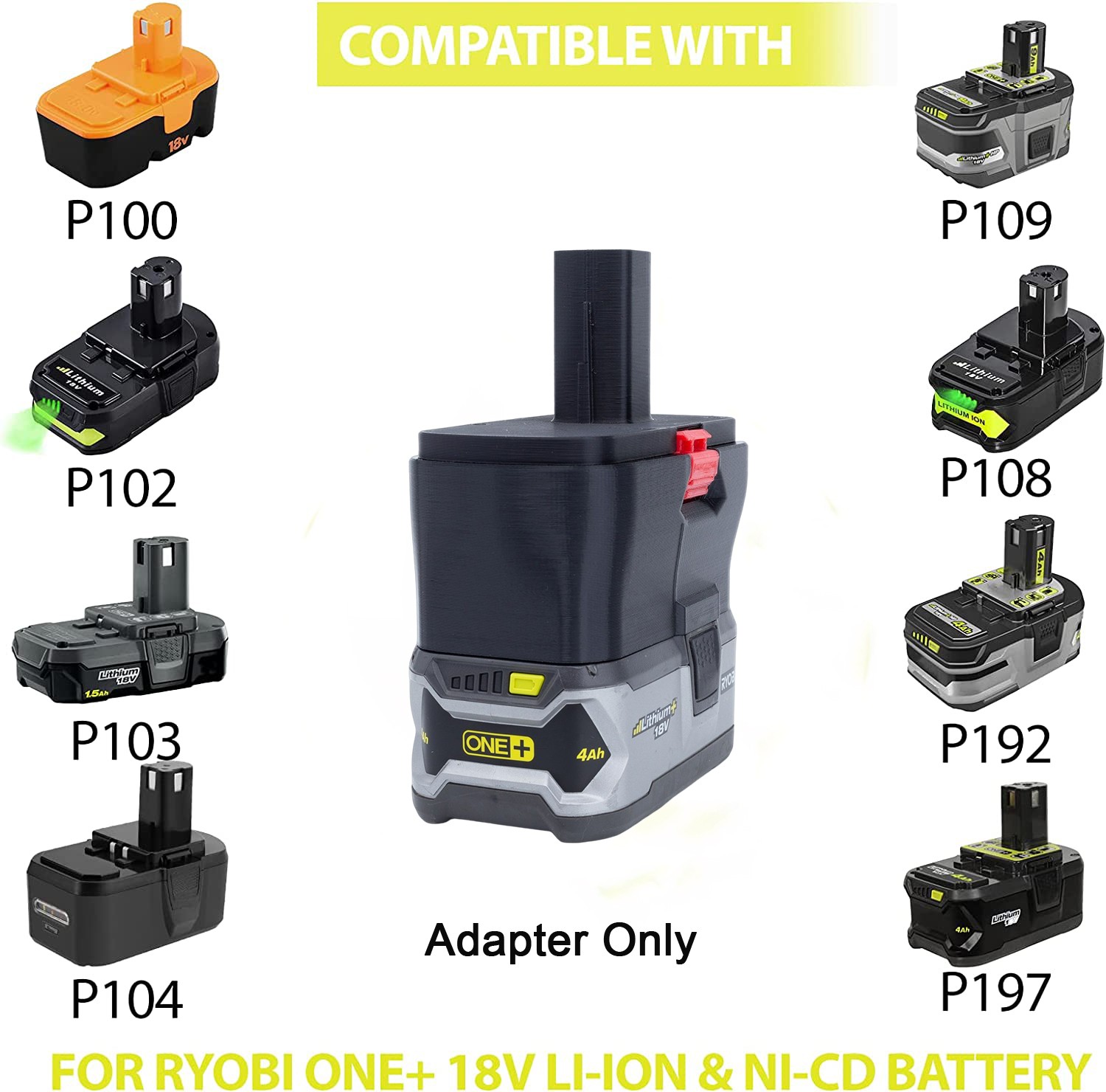 Battery-Adapter For Ryobi 18V battery to for Craftsman 19.2V Ni-cd Power Tools