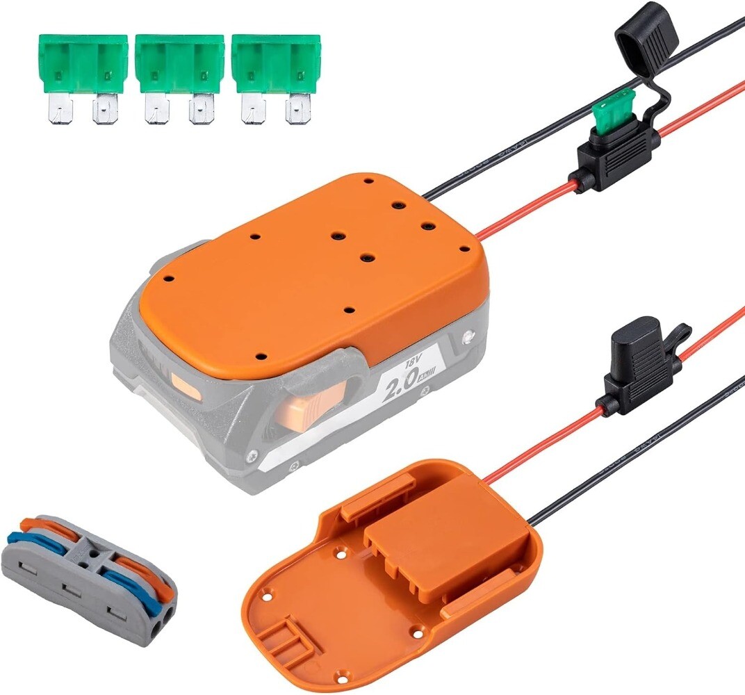 Power Wheel Adapter for Ridgid for AEG 18V li-ion Battery with Fuse & Wire 14AWG