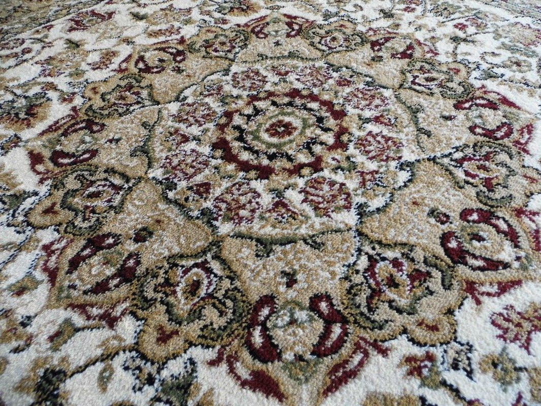 Traditional Octagon Area Rug Design 401 Ivory (7 Feet 3 Inch X 7 Feet 3 Inch)