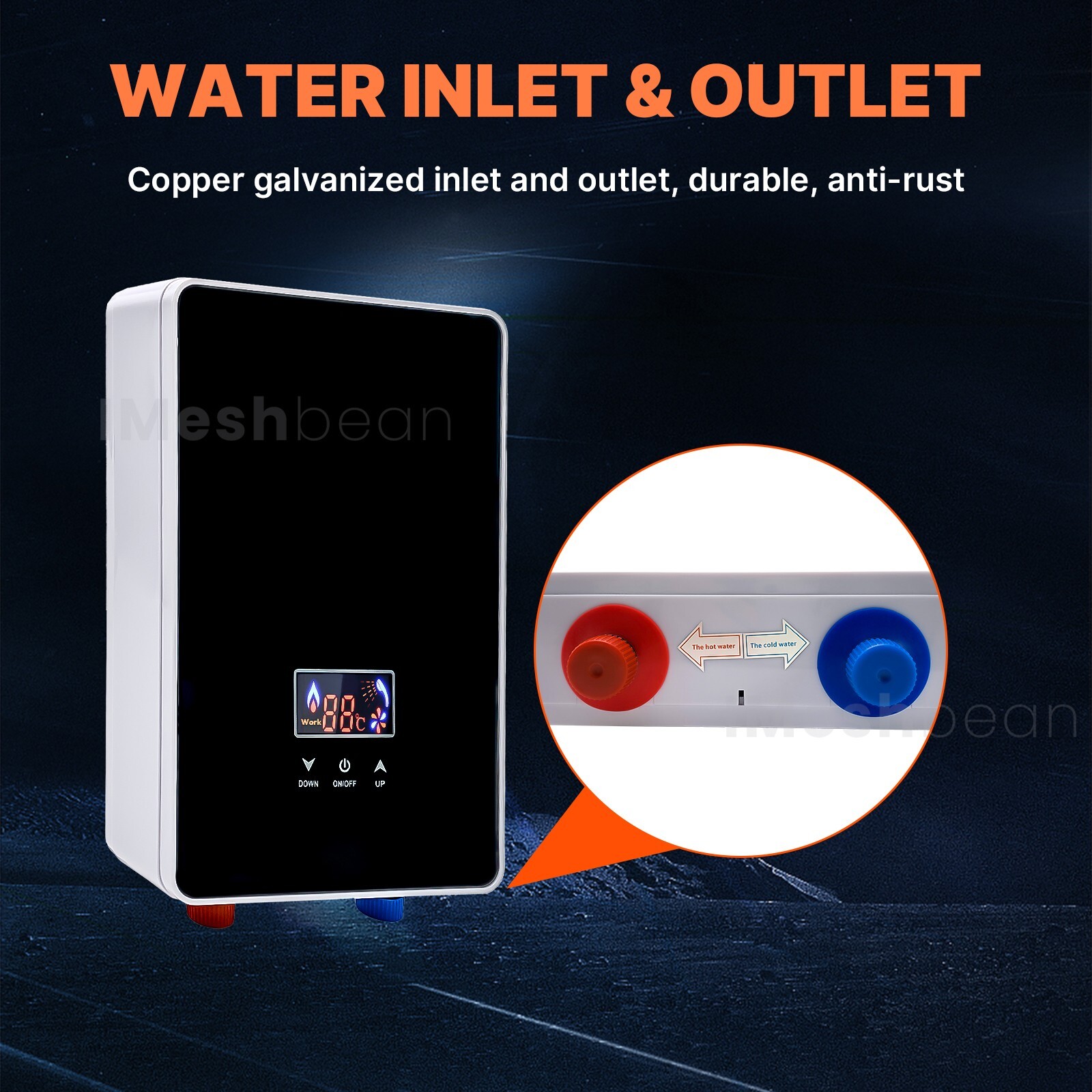 6500W 220V Kitchen Electric Hot Tankless Water Heater Instant Boiler w/Shower US