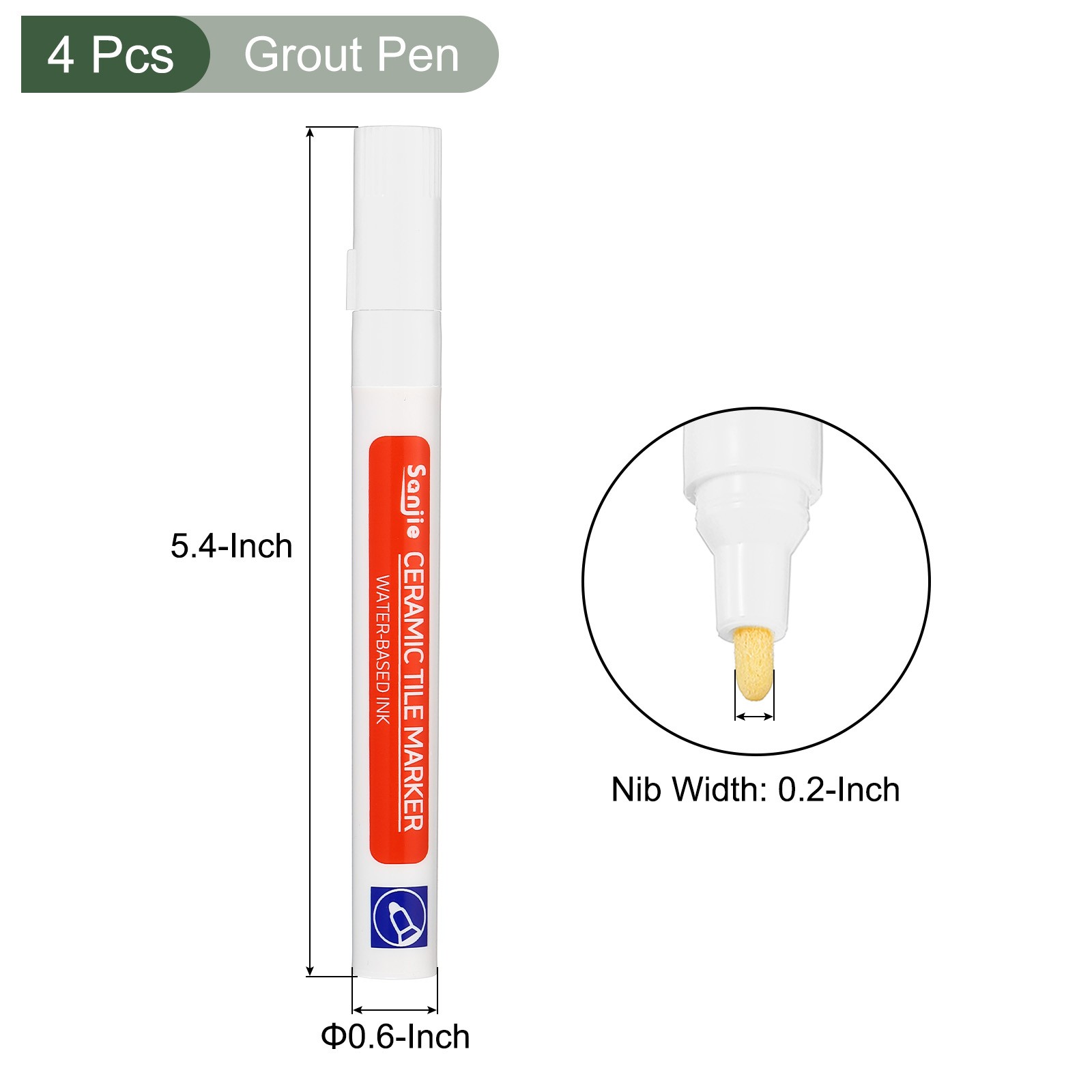 4Pcs Grout Paint Pen,Great for Balcony/Kitchen/Bathroom
