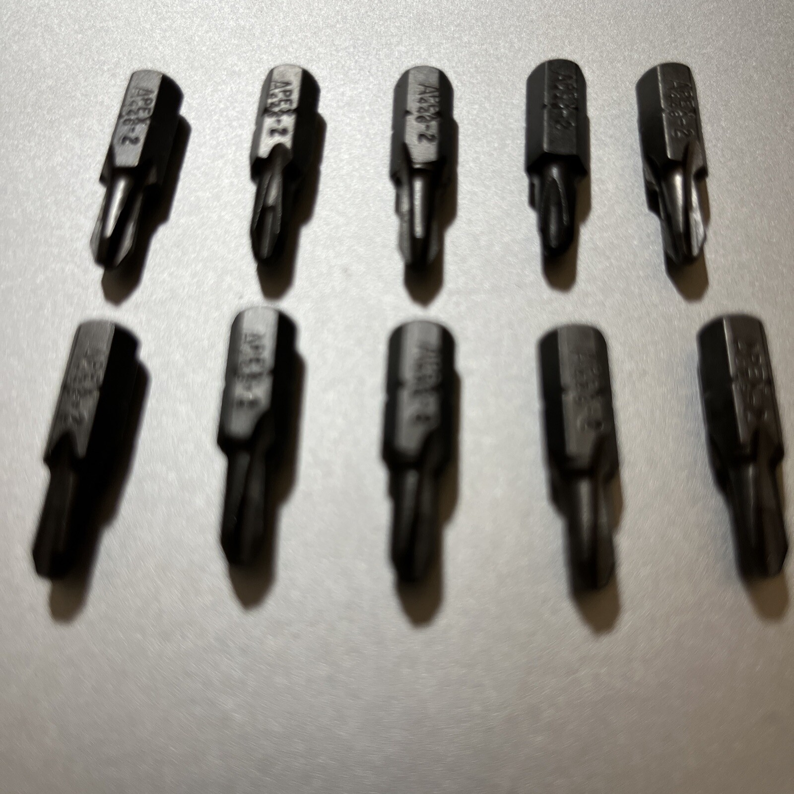 10 PIECE APEX # 446-2, PHILLIPS #2 HEX SHANK BIT, 1/4″ X 1″ ( NEW )