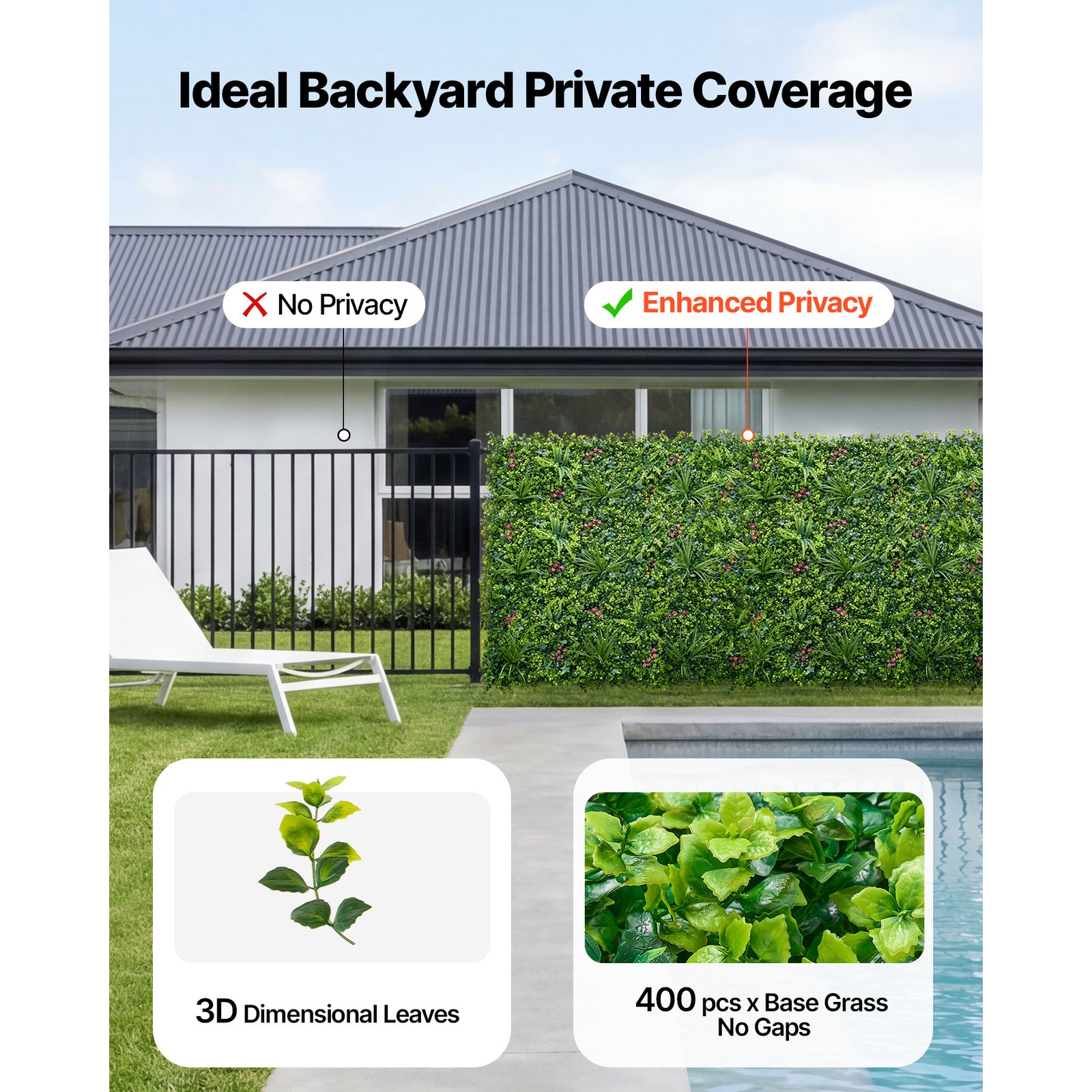 Uimoso Artificial Plant Wall Panels 16PCS 20 x 20 in Greenery Backdrop Decor