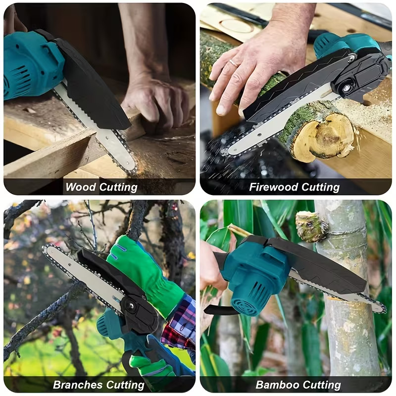 Electric 6″ Mini Chainsaw Cordless – Handheld Power Chain Saw with 2 Batteries