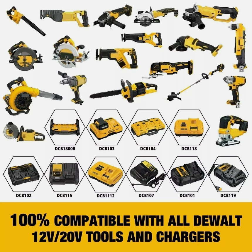 20 Volt For DeWalt 20V Max XR 5.0AH Lithium ion Battery Pack DCB206-2 DCB205 New