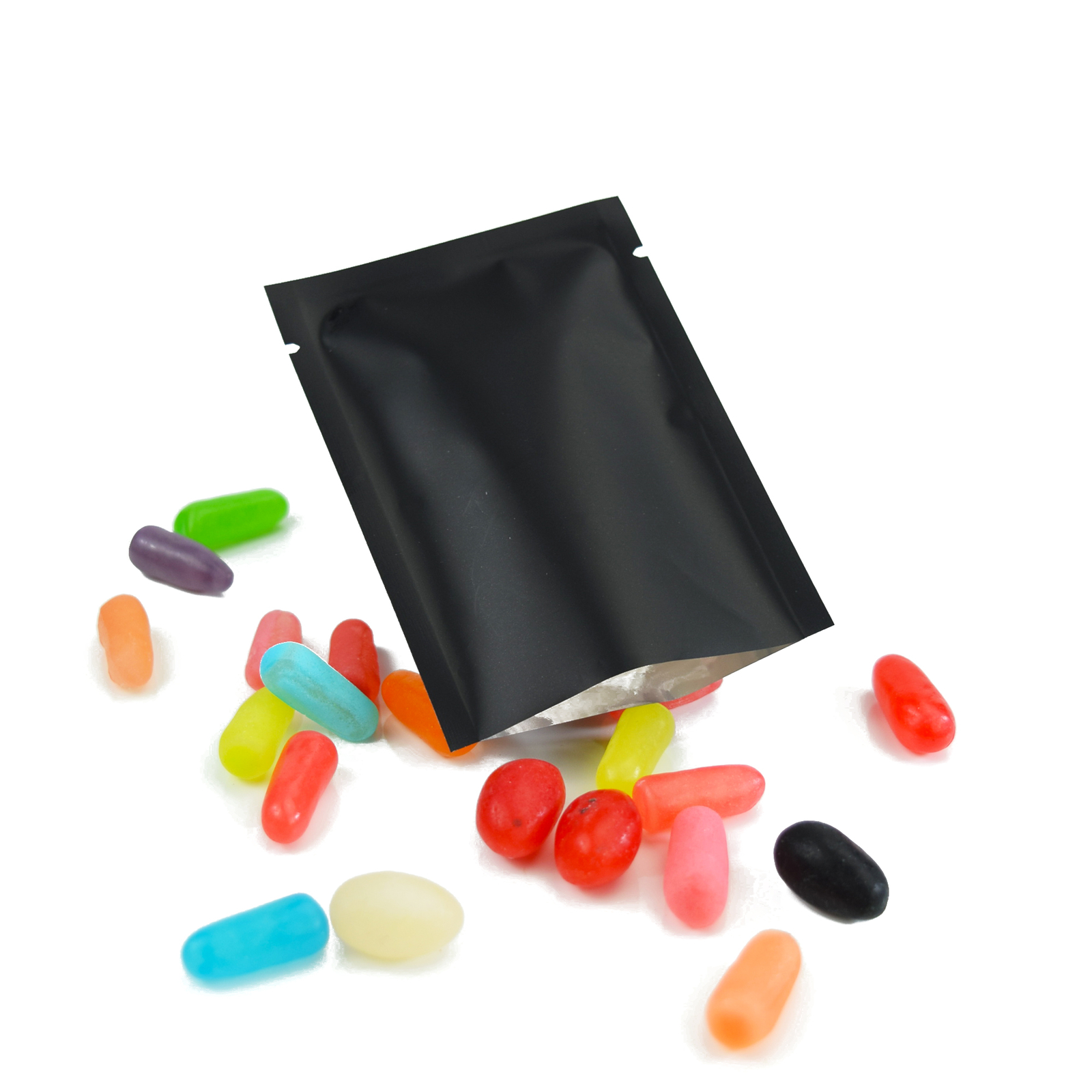 100 Double-Sided Matte Black Open Top Mylar Foil Sample Snack Pack Storage Bags