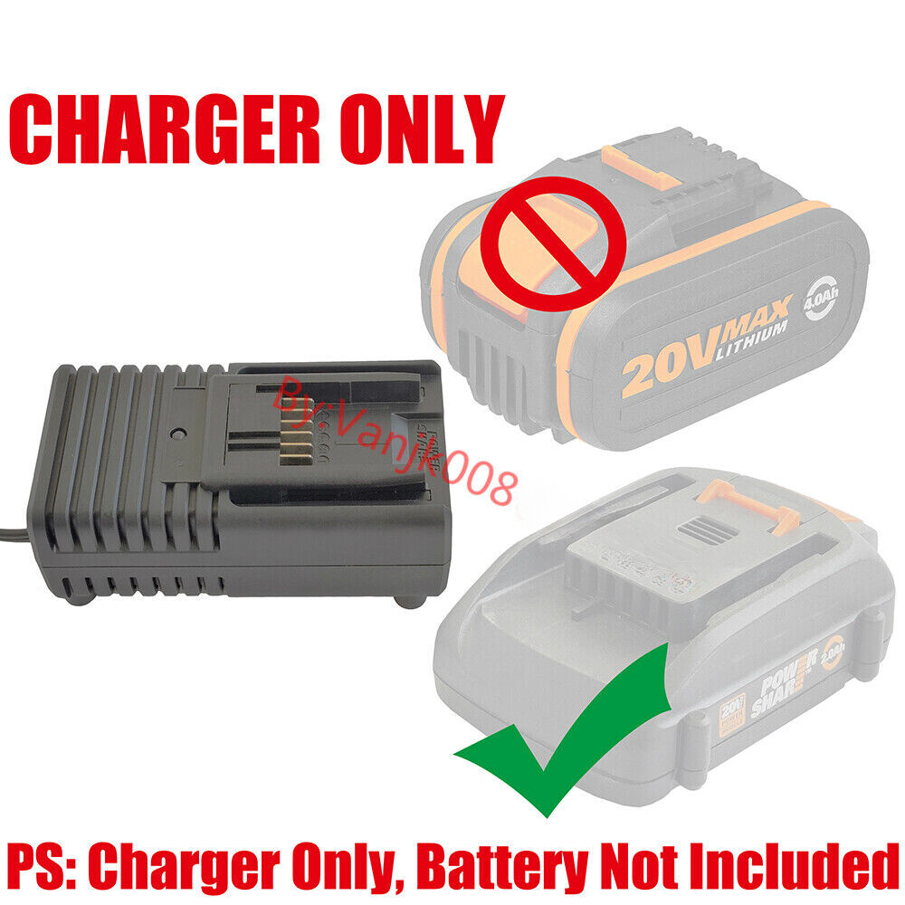 1x WORX 20V WA3520/3575/3578/3525 Li-ION BATTERY 2.0Ah FAST CHARGER-CHARGER ONLY