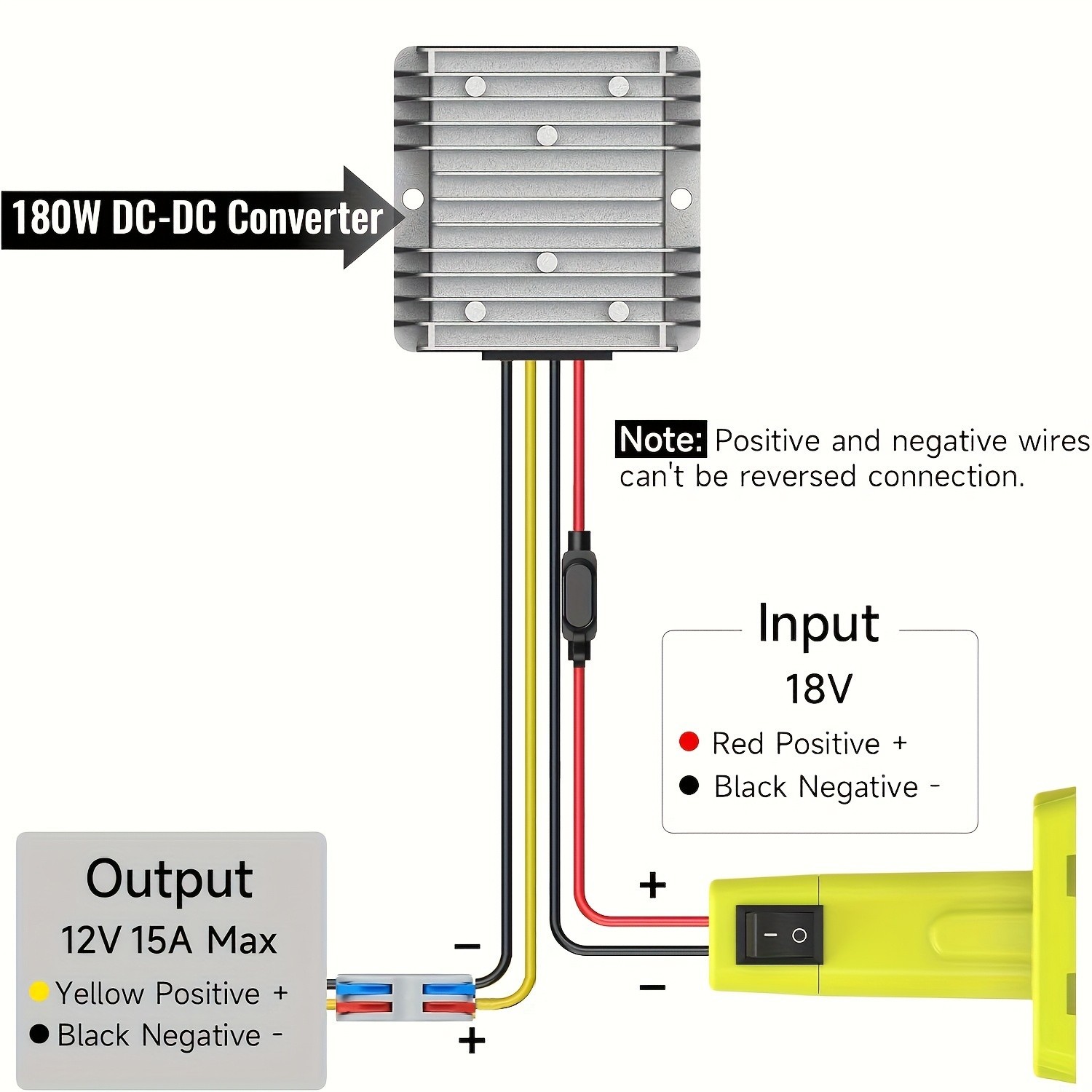 18V to 12V Step Down Voltage Regulator Adapter For Ryobi 18V Lithium Batteries