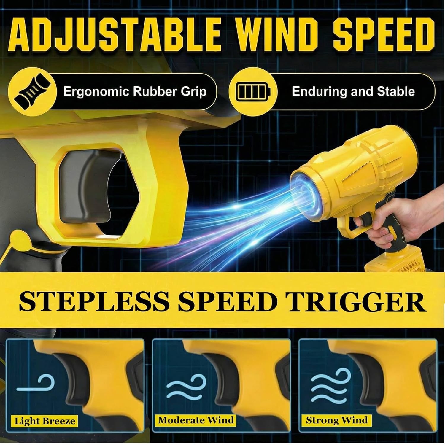 21V Electric Cordless Leaf Blower Lightweight Handheld Yard Cleaning Car Drying
