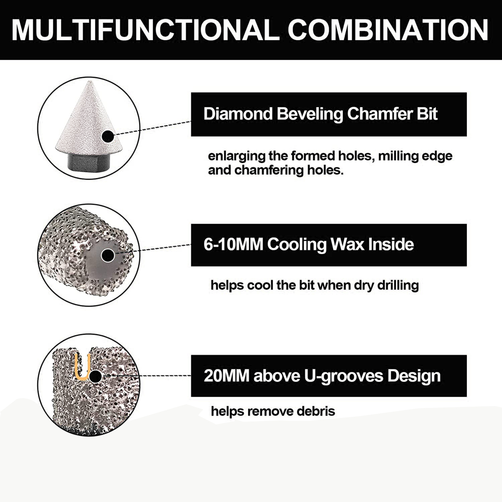 Diamond Drill Bit Set Tile Hole Saw Kit Core Bits For Granite Ceramic Porcelain