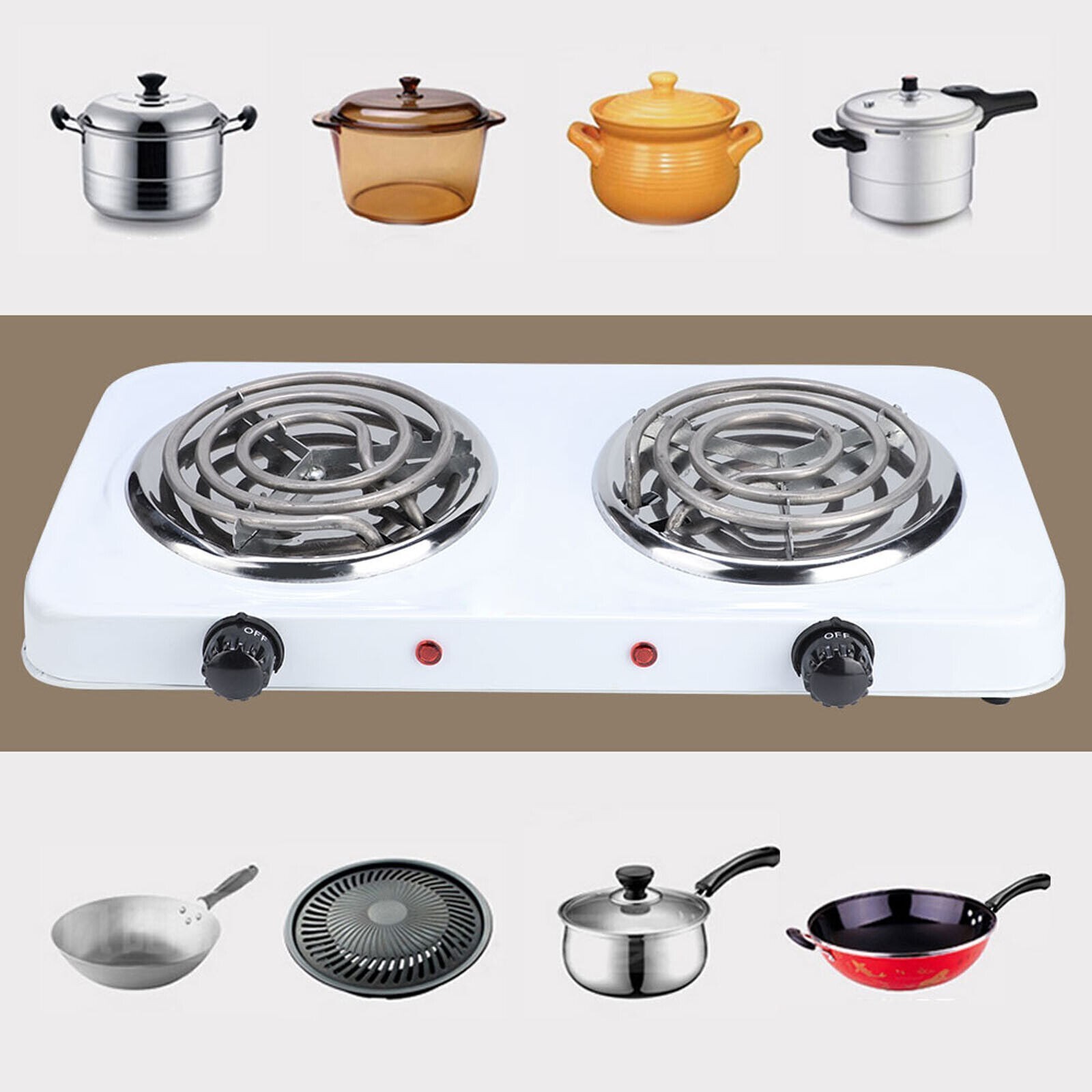 US 2000W Double Burner Hot Plates Electric Countertop Stove for Cooking Portable
