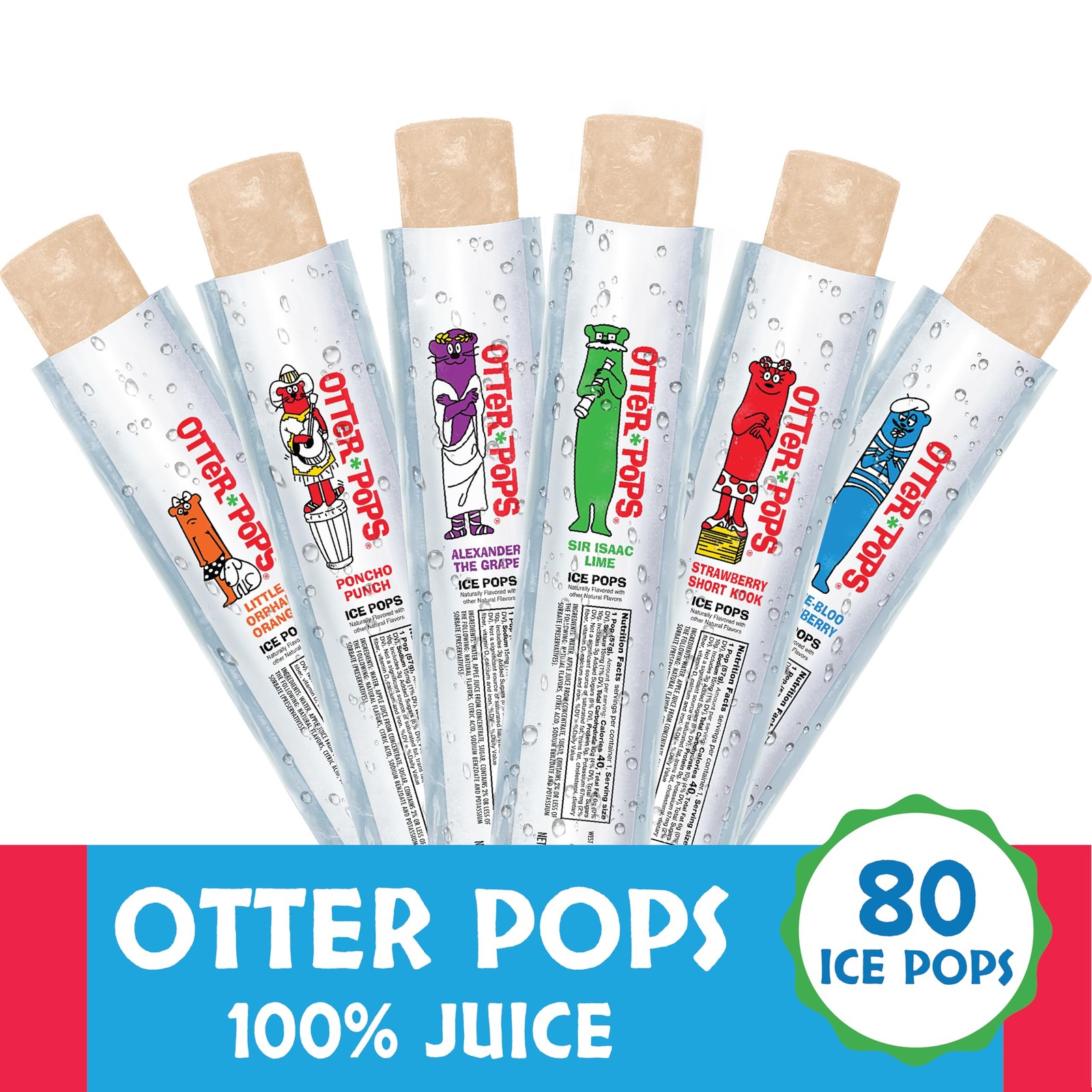 Freezer Bars, 100% Fruit Juice Ice Pops, Original Flavors (80ct – 2oz bars)