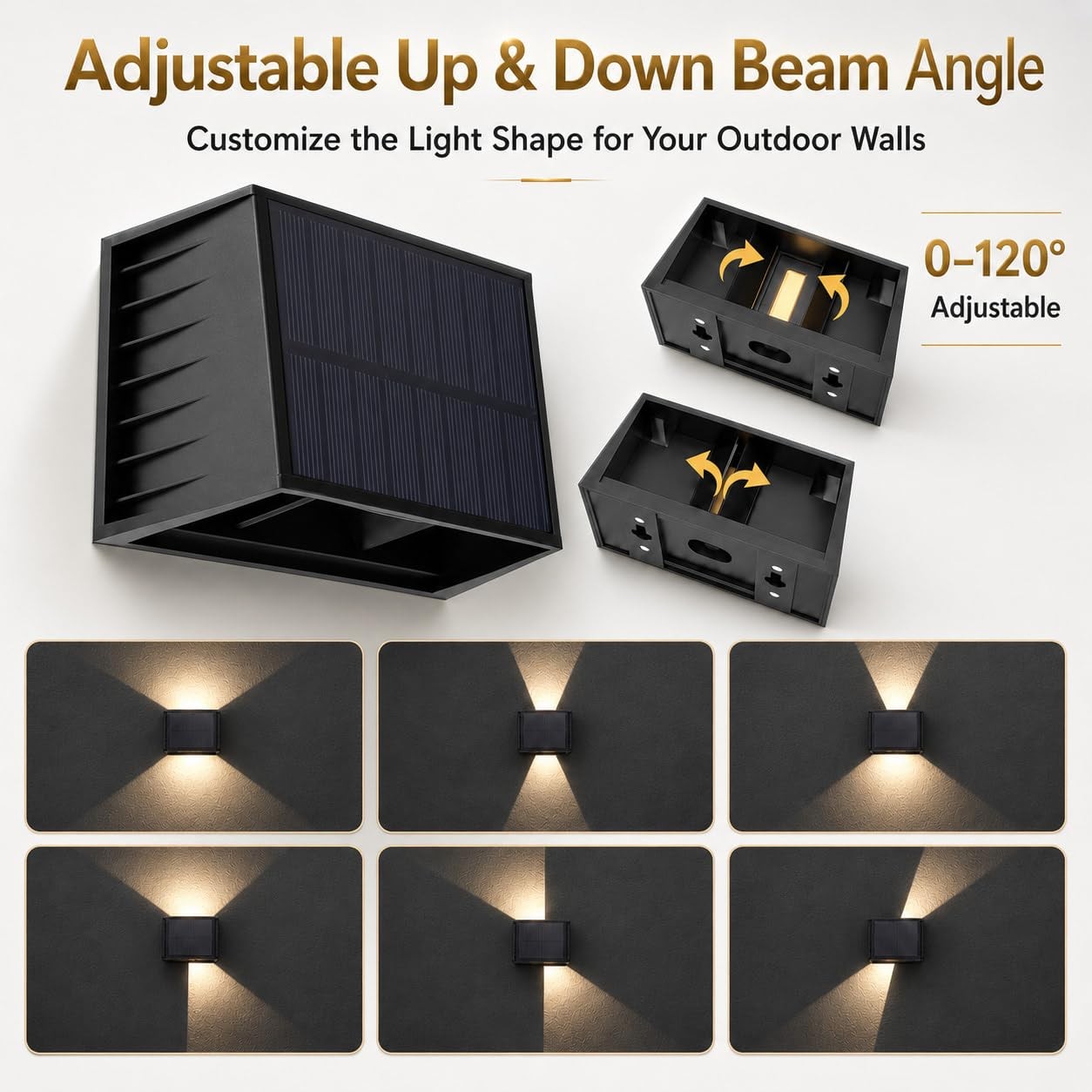T-SUN 6-Pack Outdoor Solar Up/Down Wall Sconces, IP65 Decorative Lights