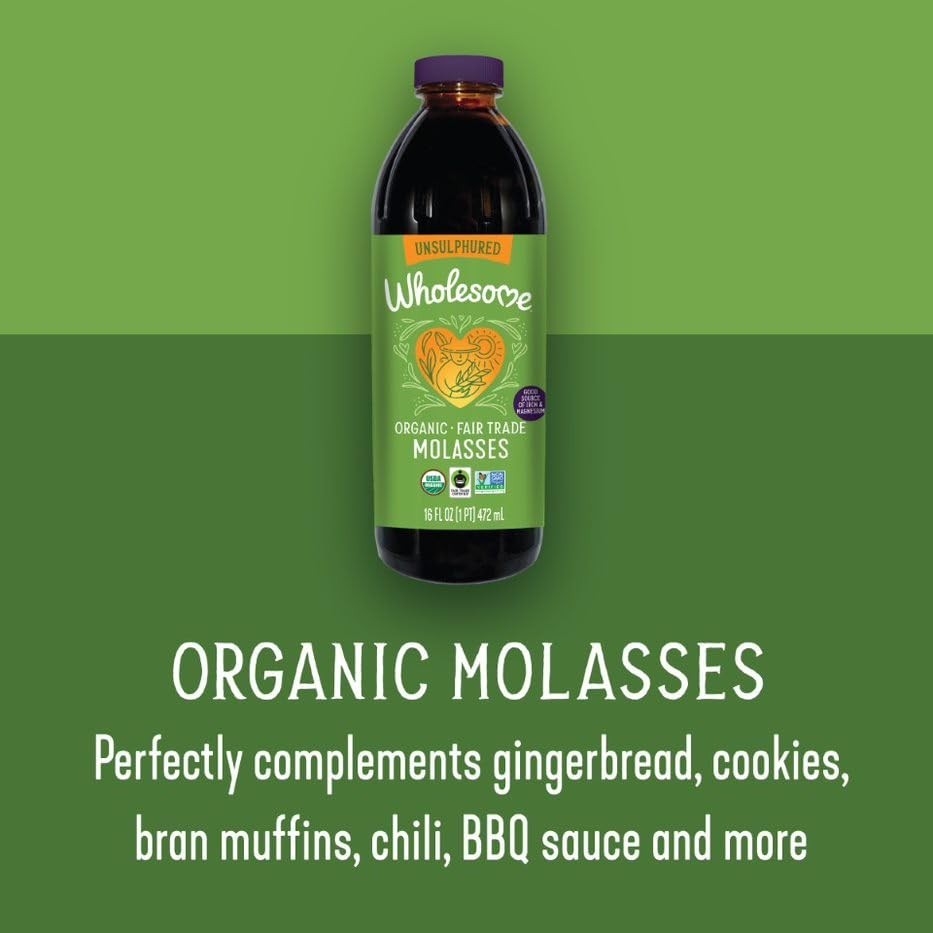 Wholesome Organic Blackstrap Molasses 16 Fl Oz USDA Organic Fair Trade Non GMO