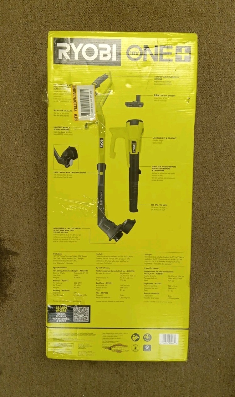 RYOBI 18V 10″ String Trimmer & 250 CFM Blower Combo PCLCK201K – Tool Only, NEW