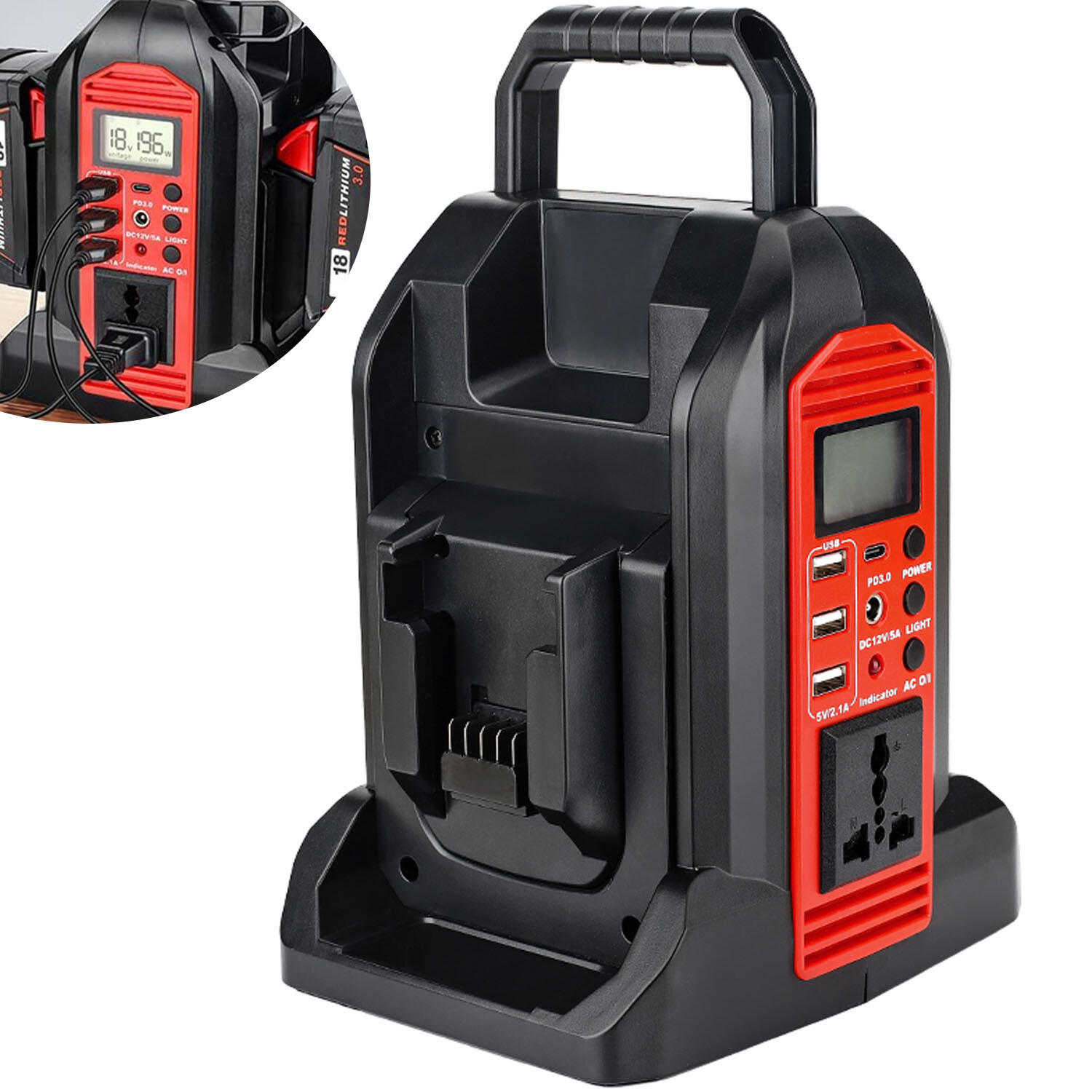 350W Power Inverter for Milwaukee 18V Battery 2-Ports DC 20V to AC 110-120V /USB