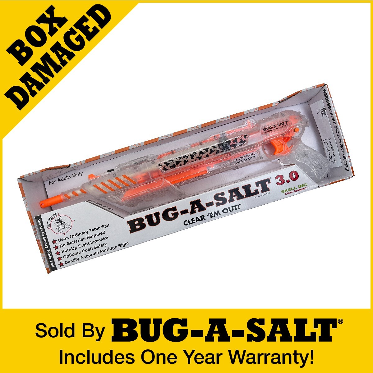 Damaged Box Authentic BUG-A-SALT 3.0 Clear ‘Em Out Insect Eradication Gun