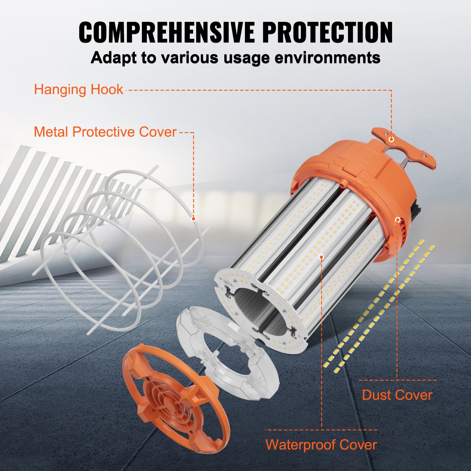 VEVOR 150W LED Temporary Construction Light 20000LM Work Jobsite Lighting IP65