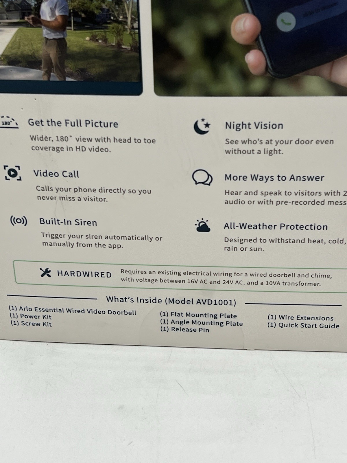 Arlo Essential Wired Video Doorbell – HD Video,Night Vision, Audio, 3 Months Inc