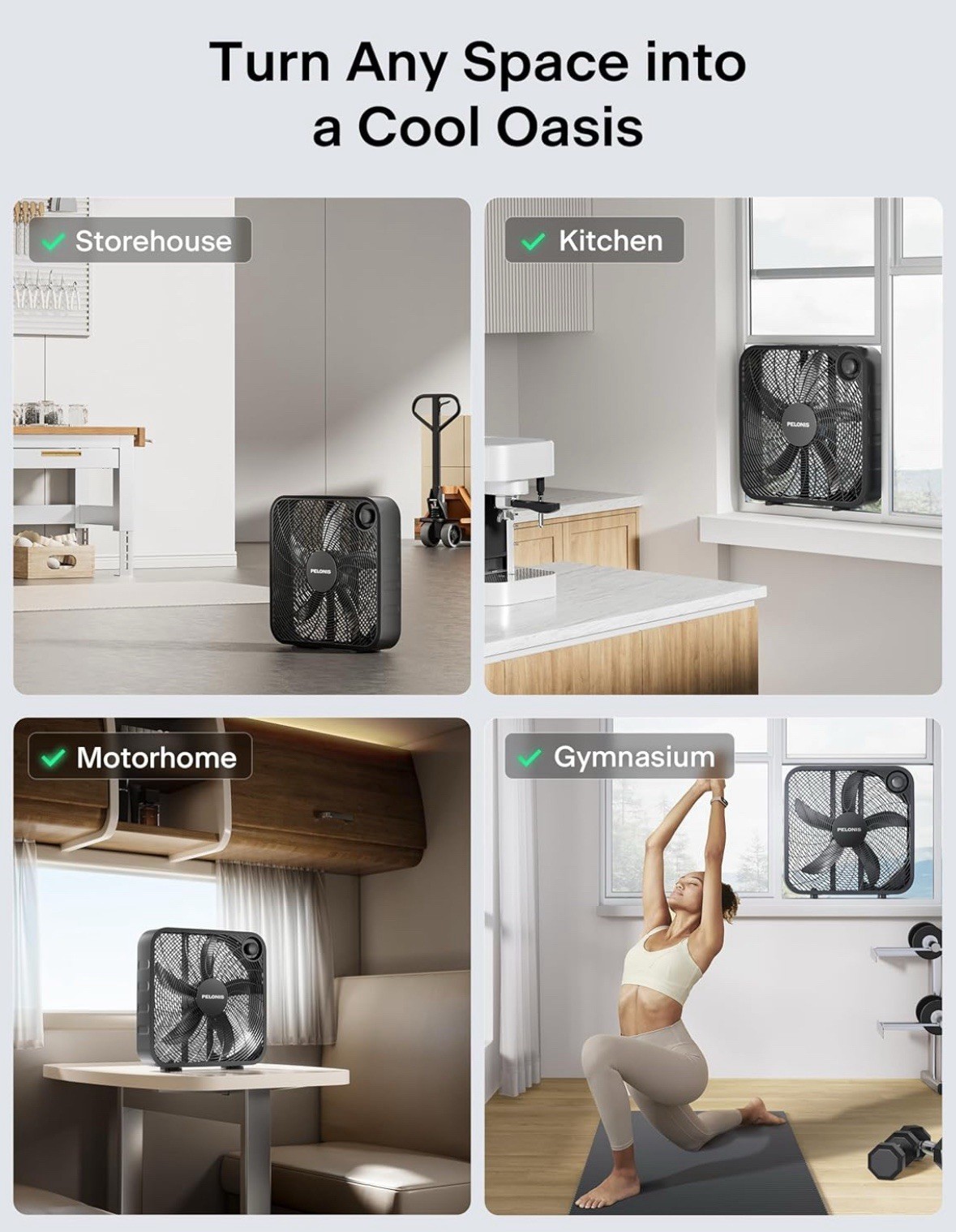 Pelonis 20In Box Fan – 3 Speed 25ft/s, Floor Fans Superior Air Throw (2295 CFM)
