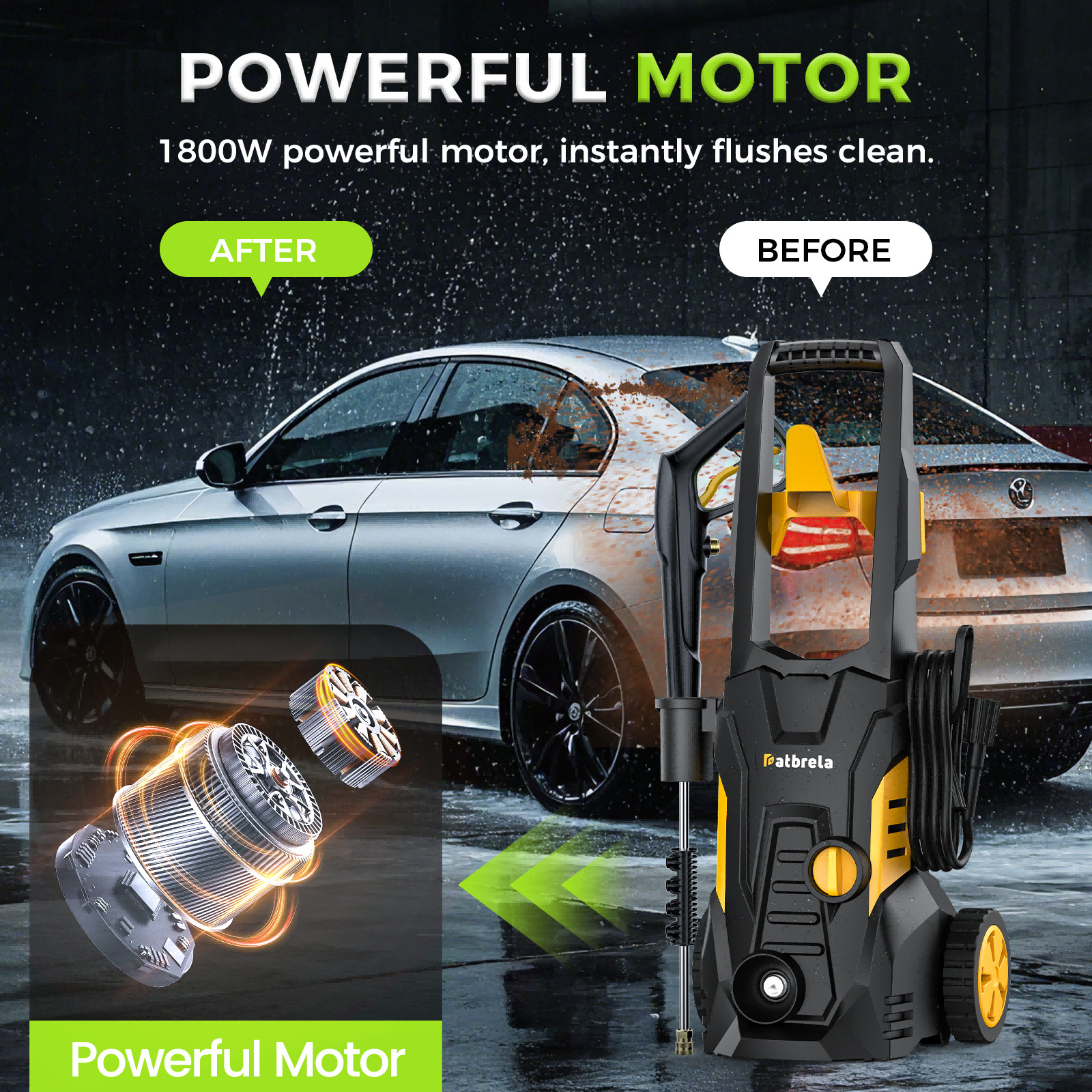 Electric Pressure Washer 5000PSI Max 3.0GPM Portable Power Washer 4 Quick Nozzle