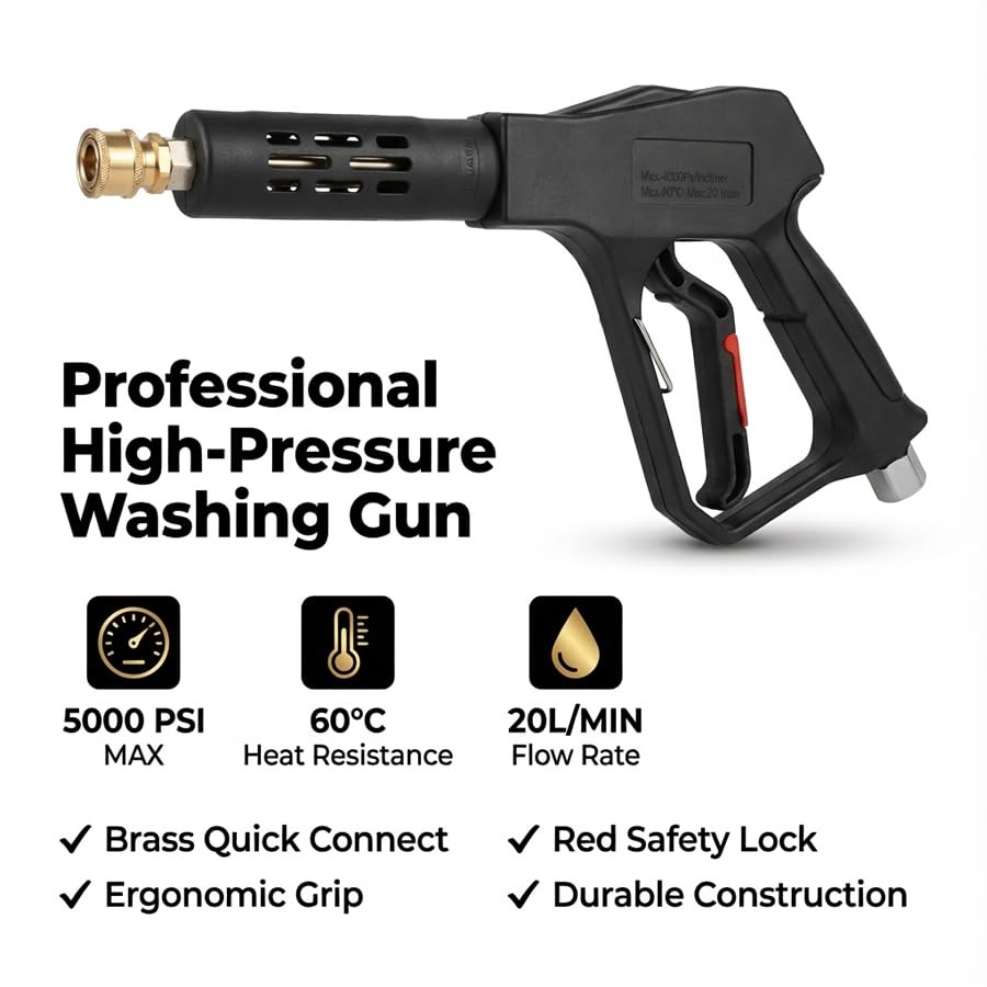 5000PSI Swivel Short Pressure Washer Gun 3/8 Plug M2214mm M2215mm Wand