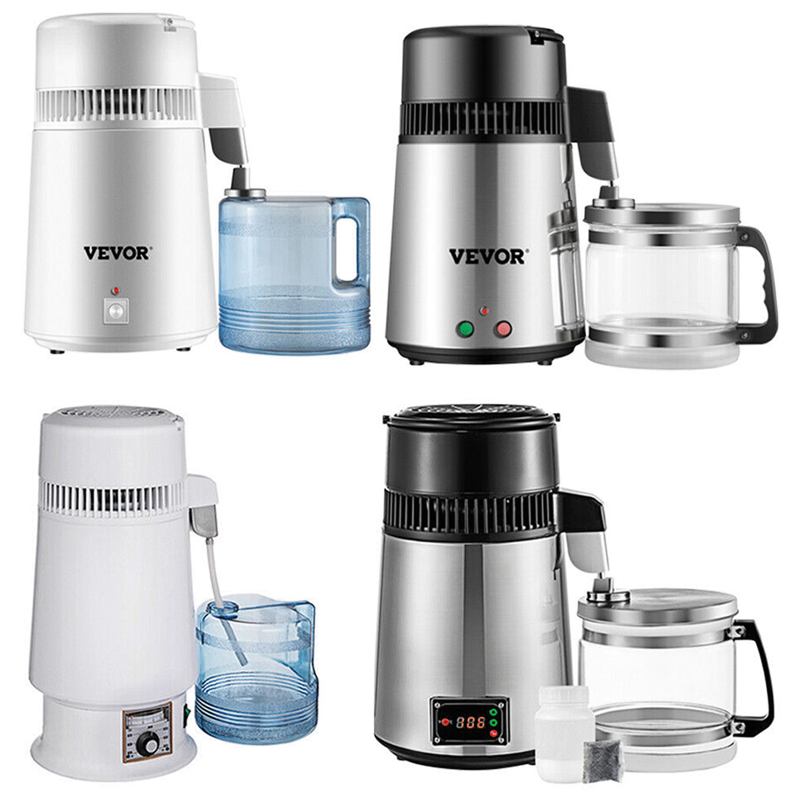 VEVOR 4L Water Distiller Purifier Machine Countertop Stainless Steel Interior