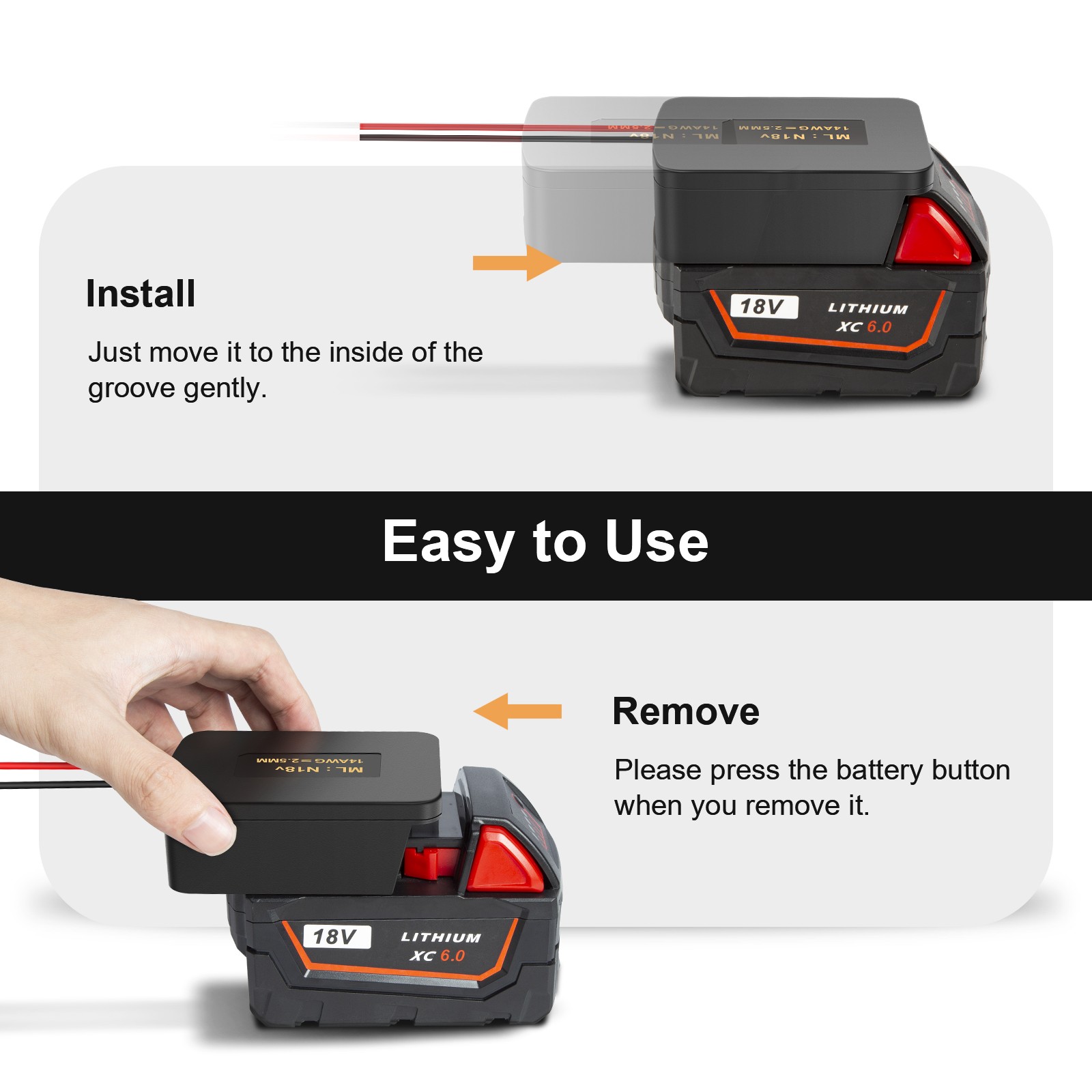 DIY Power Wheels Adapter Connect Compatible With Milwaukee M18 18V Battery Dock