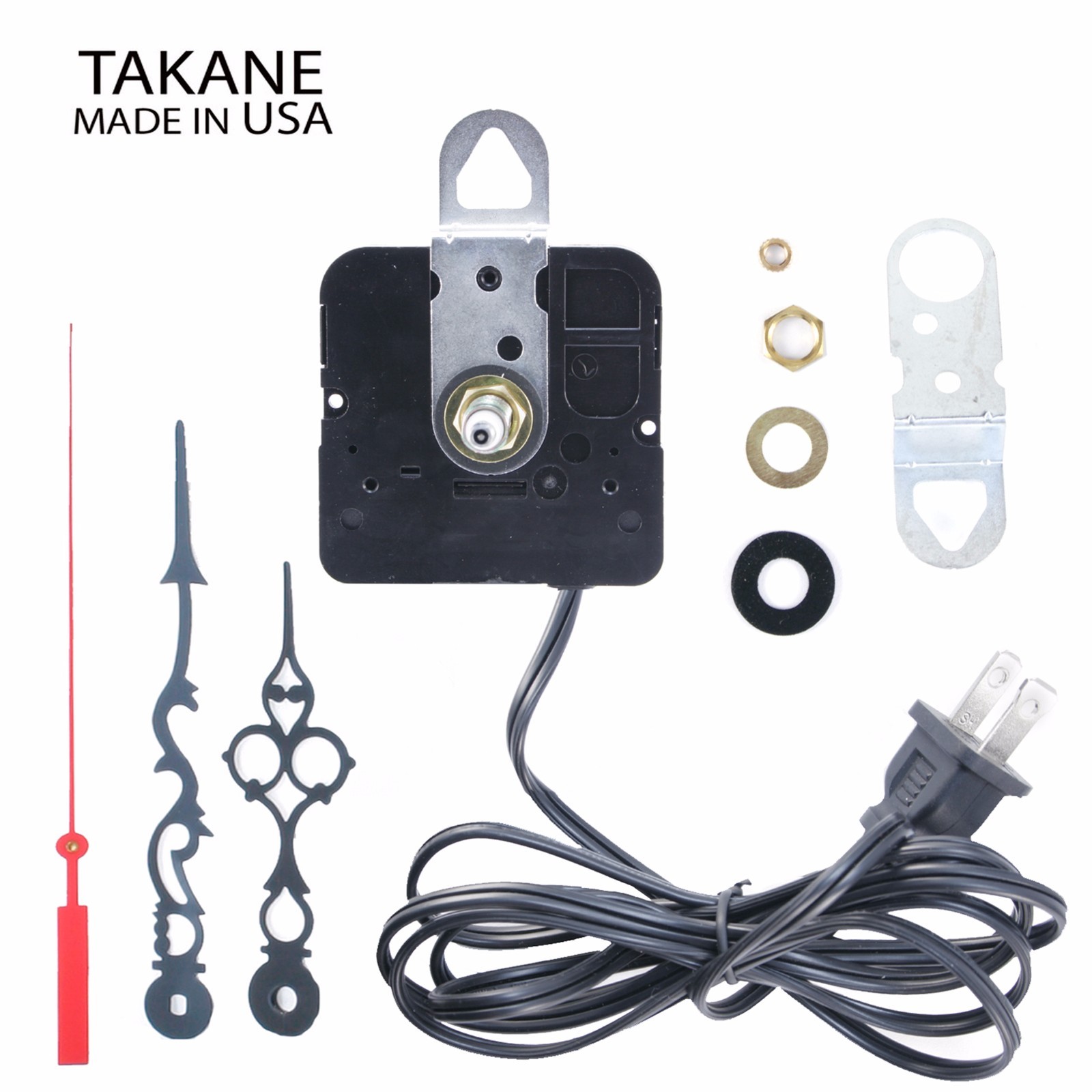 Made in USA Takane Electric 110V Clock Movement Kit with Hands, Multiple Sizes
