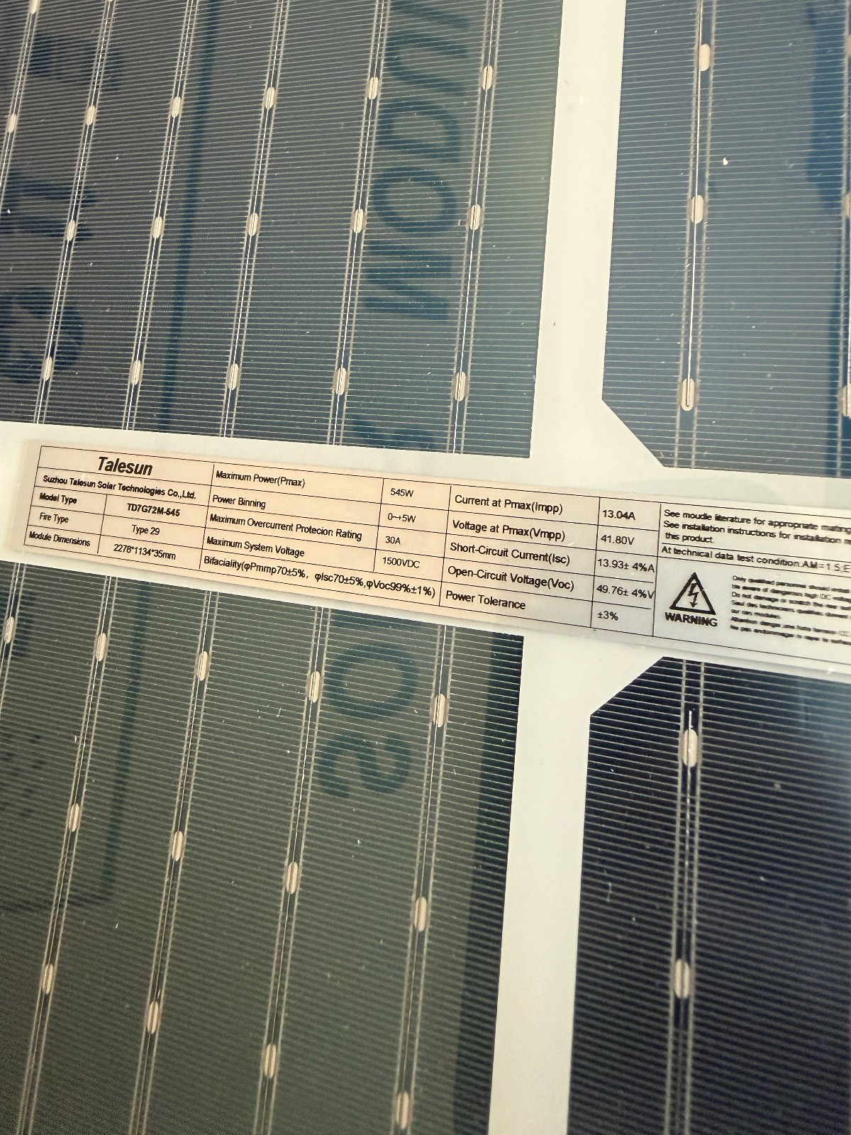 Talesun 545W Solar Panel NEW Model TD7G72M-545 585 available