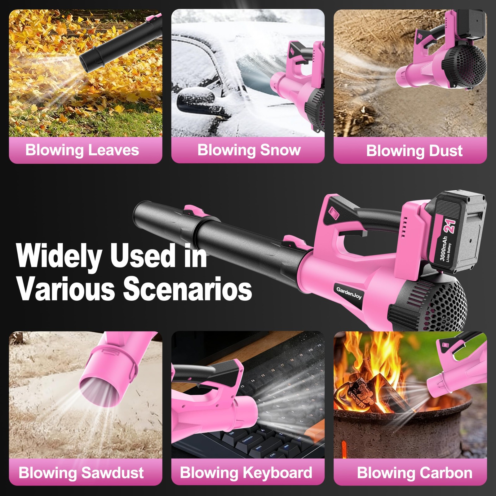 Cordless Leaf Blower 21V 500CFM 150MPH, 6 Speed Modes, Lightweight, 2 Batteries